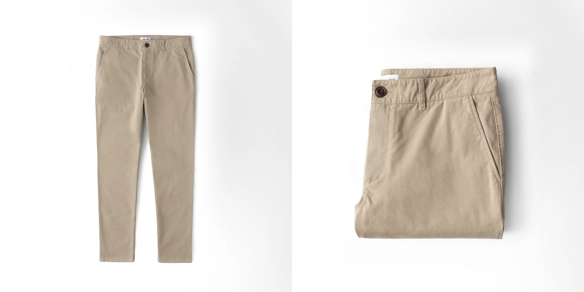Khaki menswear chinos by Unrecorded.