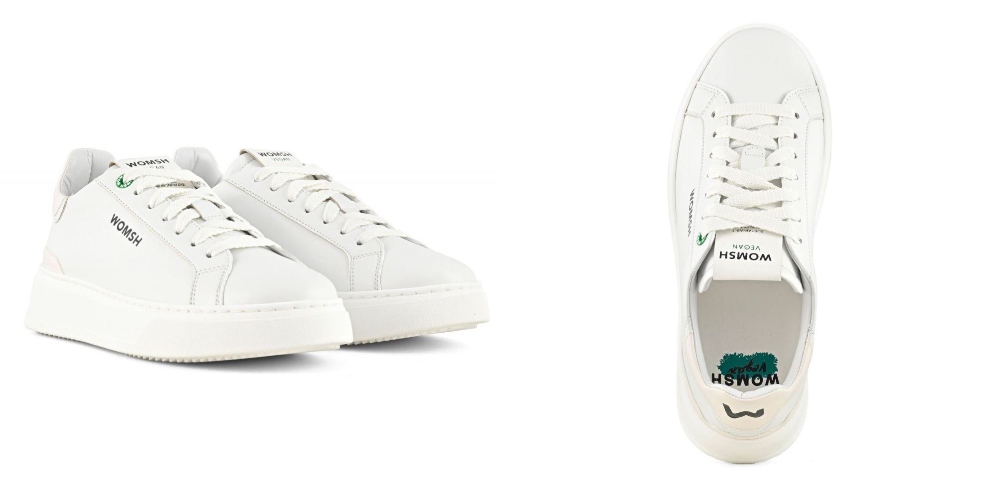 White more sustainable vegan sneakers by Womsh.