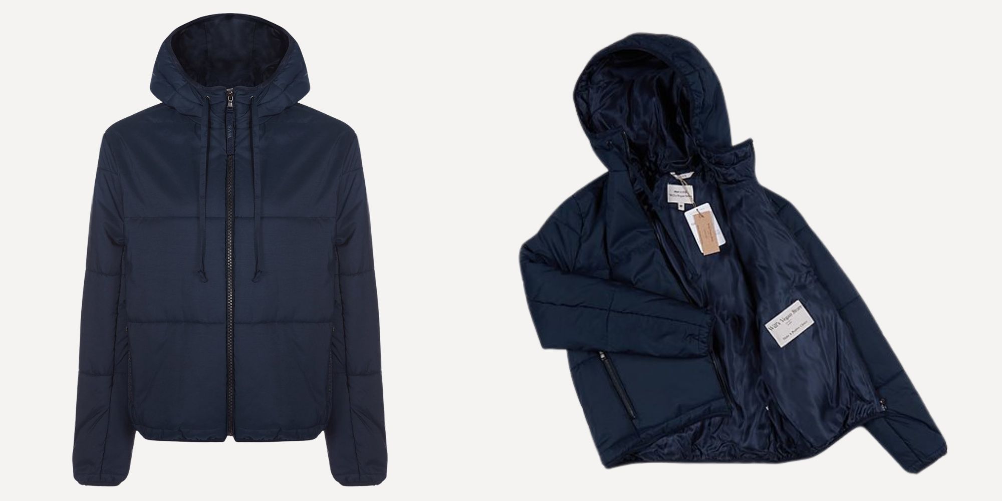 navy puffer jacket from will's vegan store