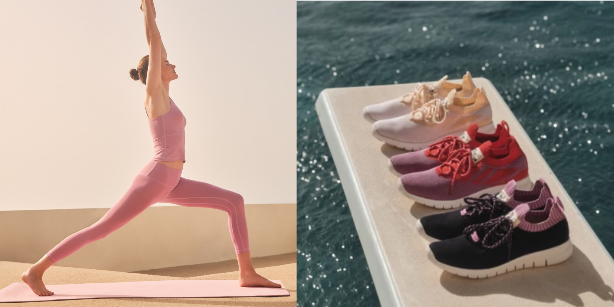 image of person in yoga pose and image of sneakers by LANIUS