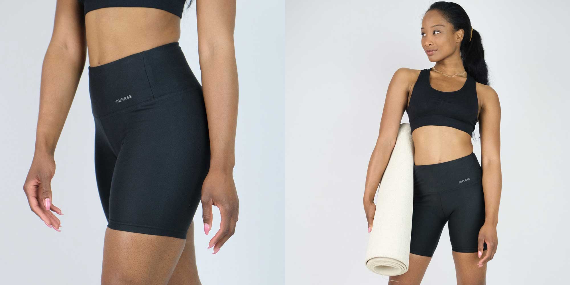 Person sporting ethical cycling shorts by Tripulse.