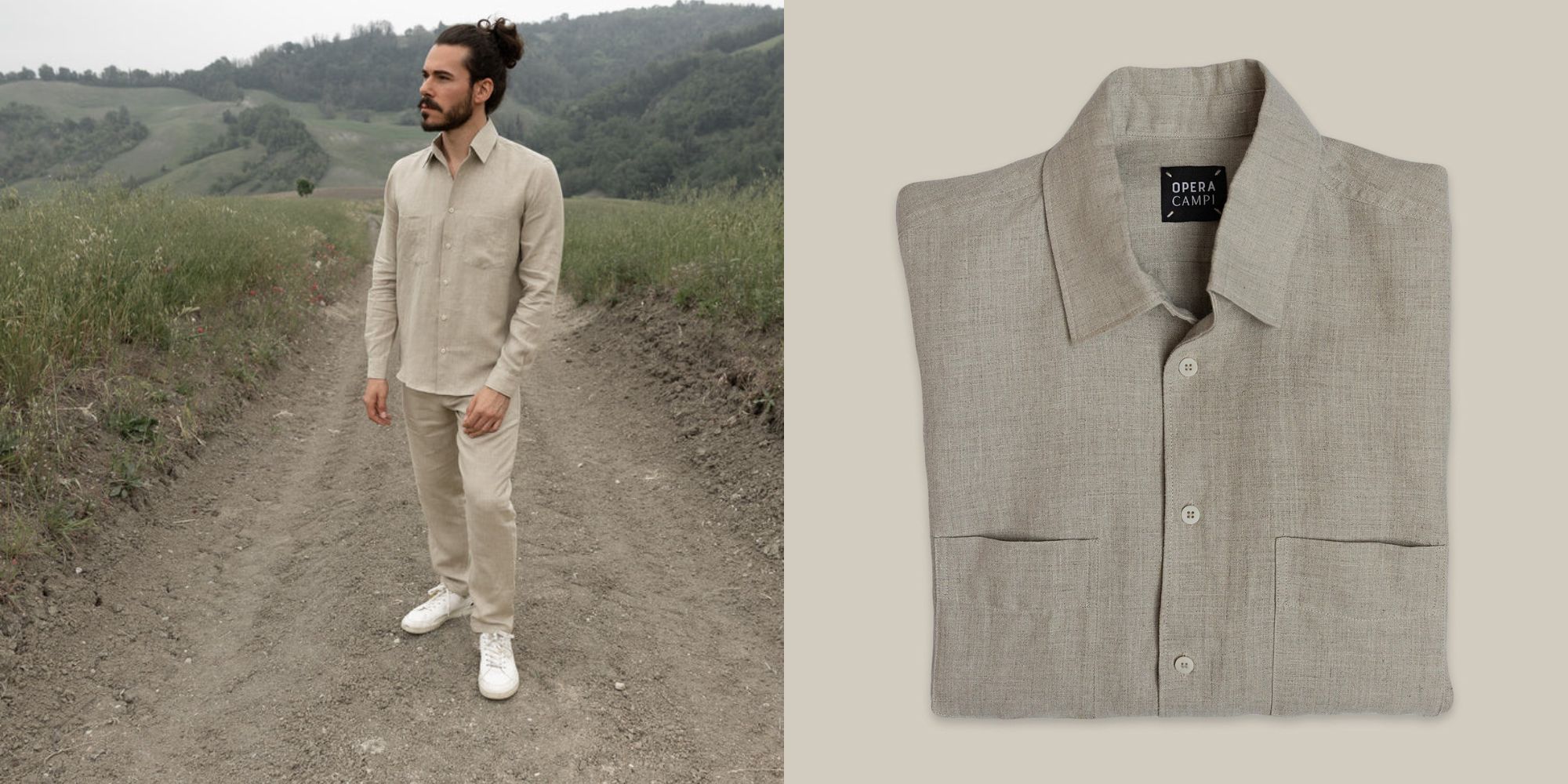 100% hemp button up shirt made by slow fashion brand Opera Campi.