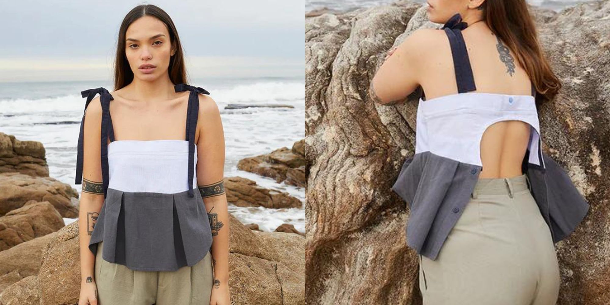 An upcycled top by slow fashion brand The R Collective.