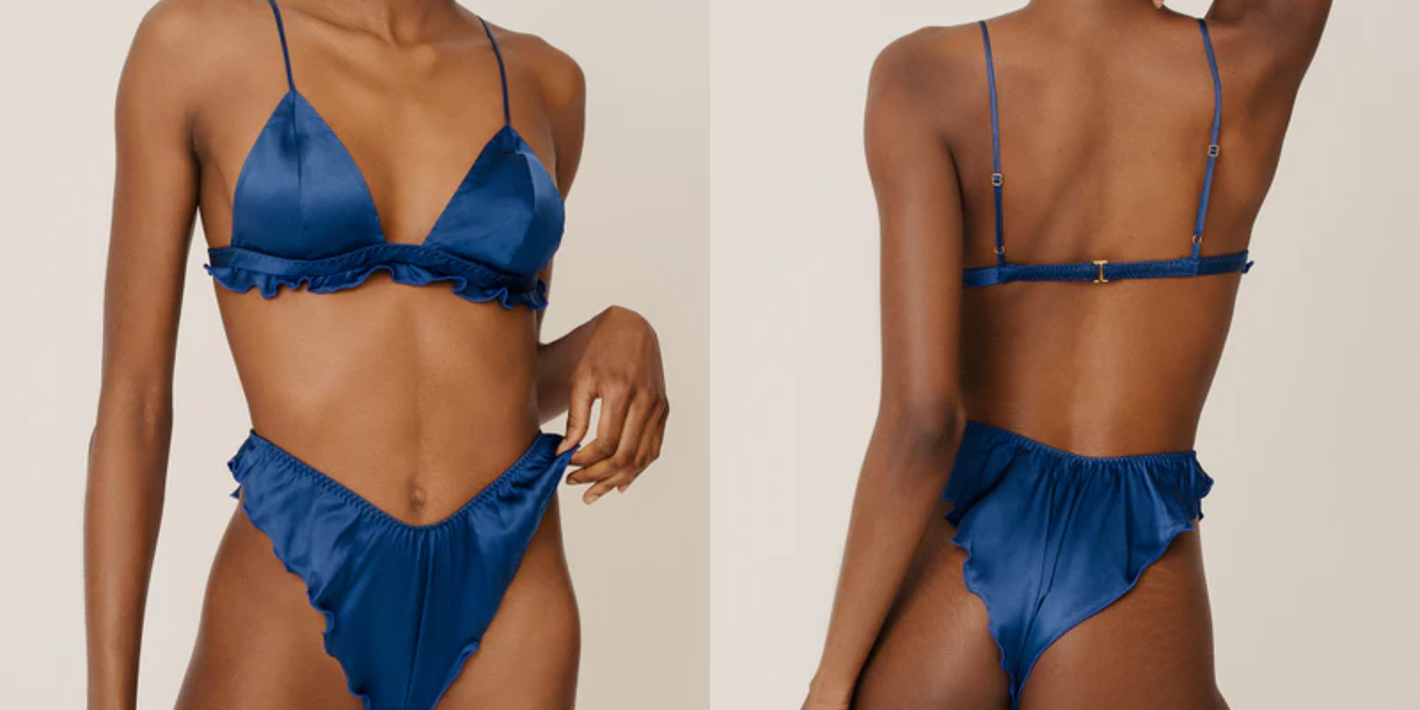 person in blue silk bra and panties by HERTH