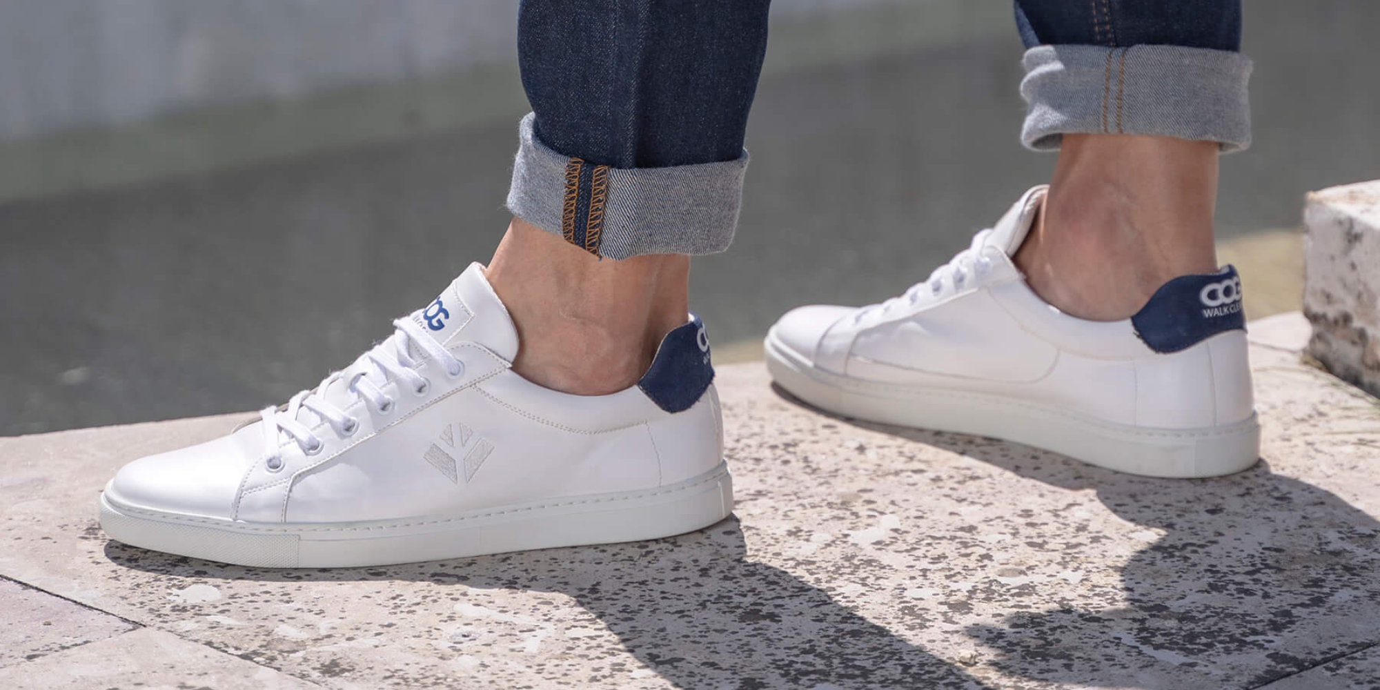 Someone in Winton sneakers in White/Blue by COG.