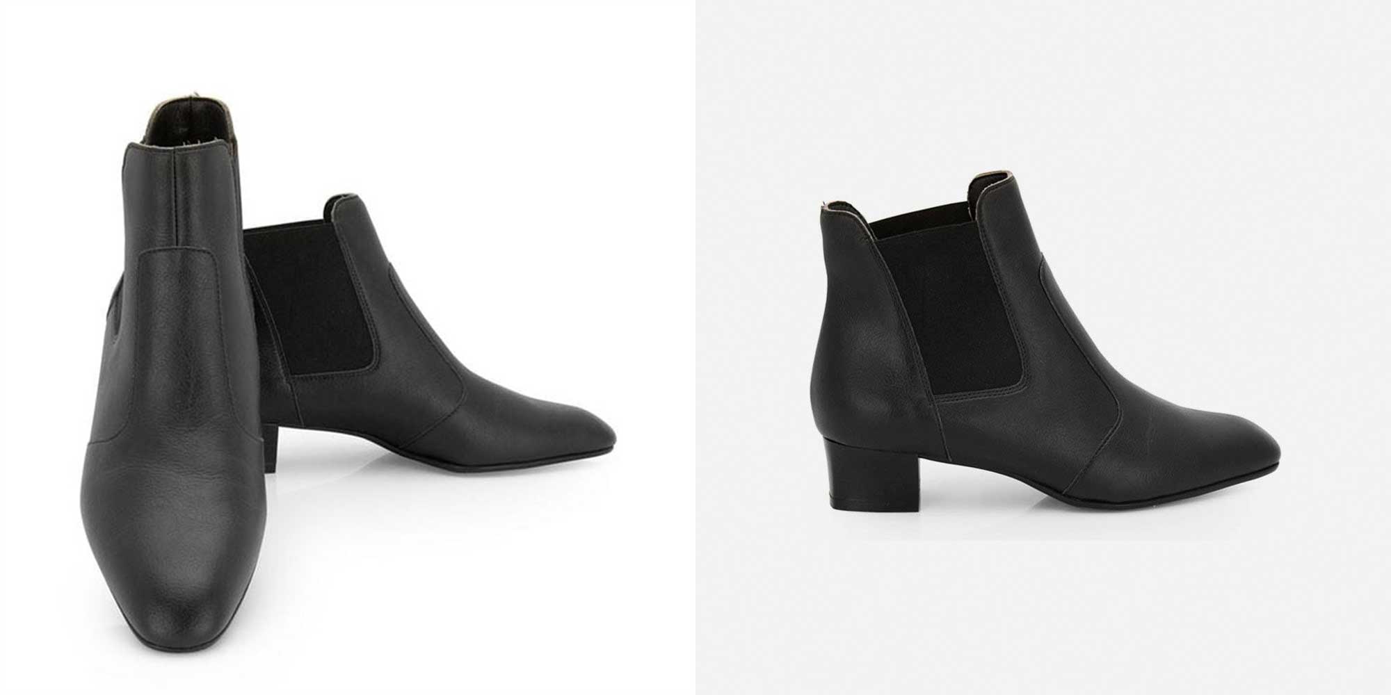 Black heeled sustainable vegan Chelsea boots by NOAH.