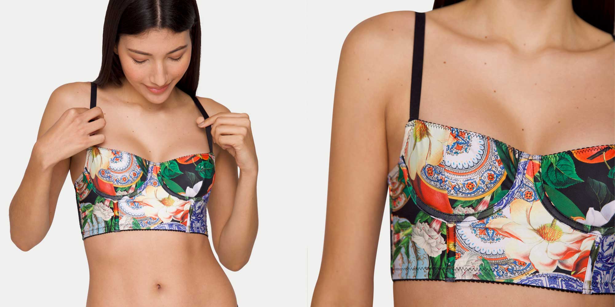 Cropped shot of someone wearing colourful lingerie by Naja.
