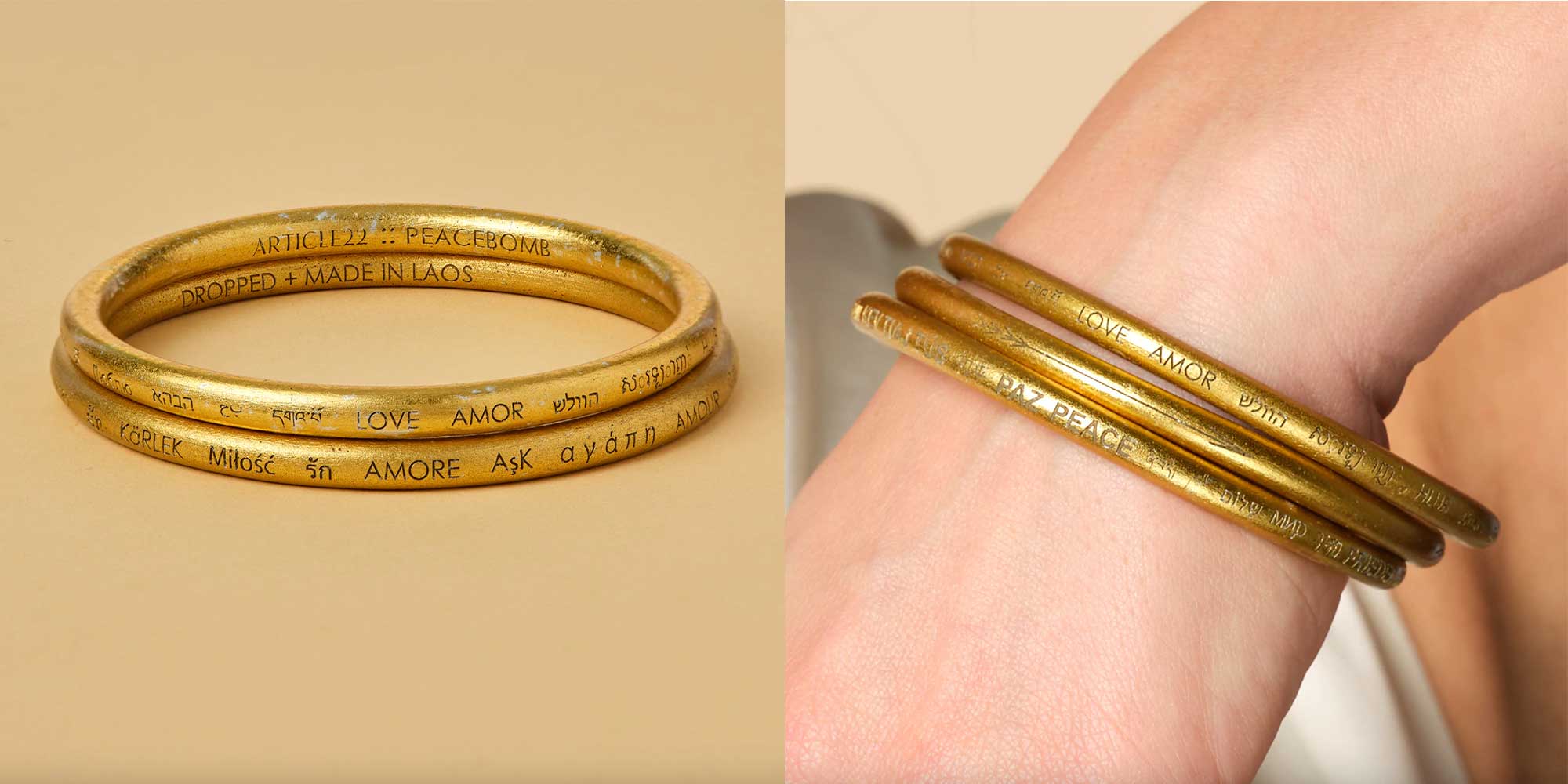 Gold engraved bangles by ARTICLE22.