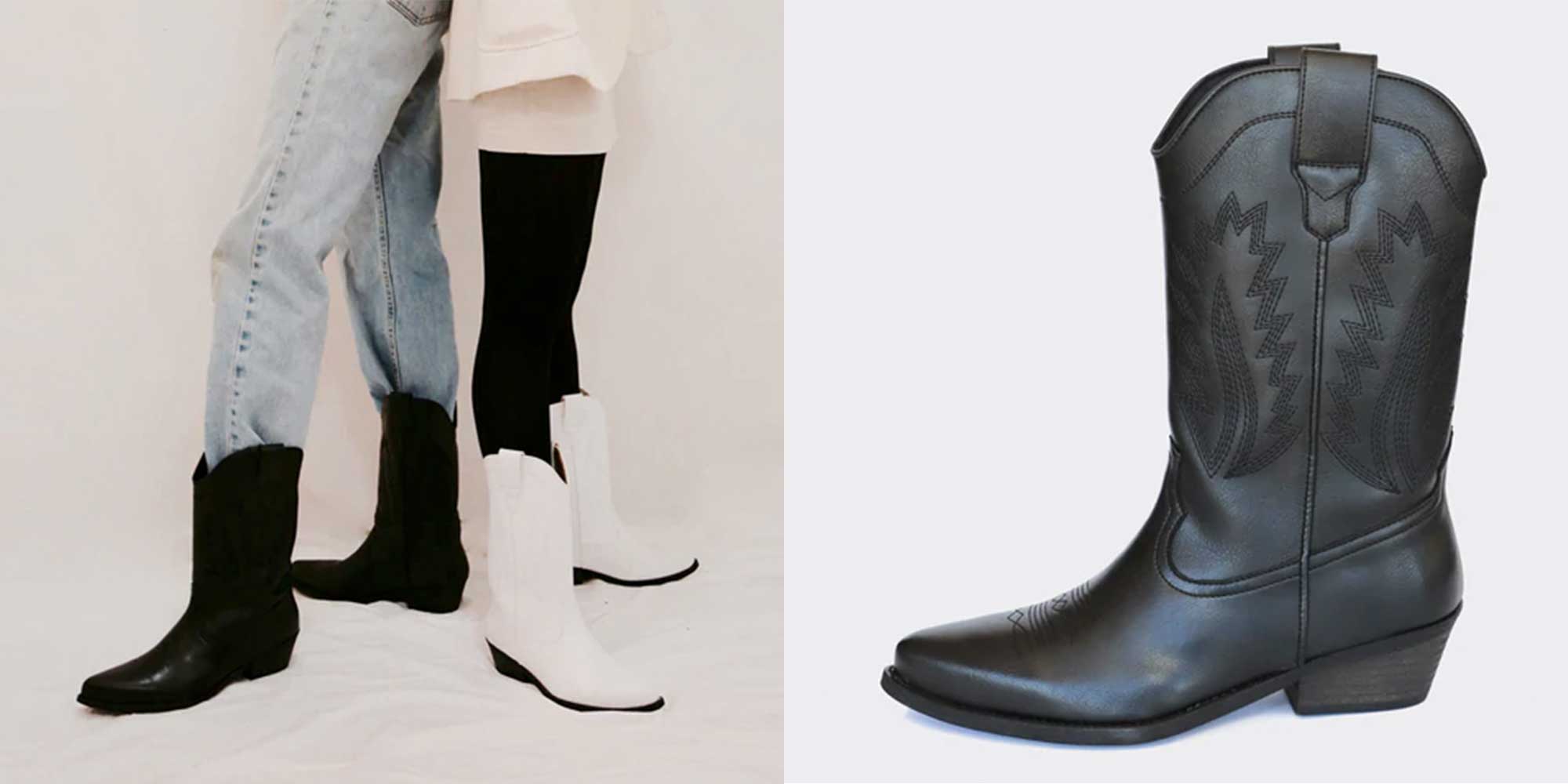 Black vegan cowboy boots by Good Guys.