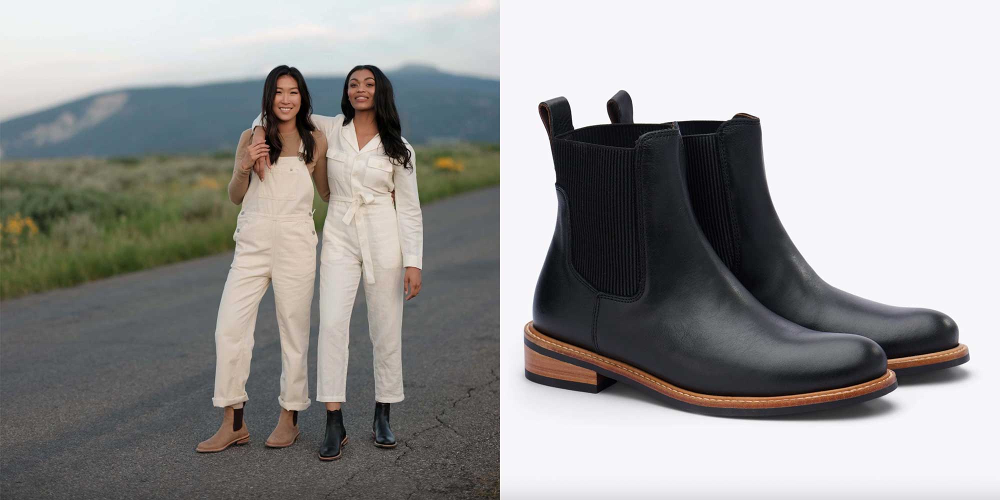 A pair of black leather Chelsea boots by Nisolo.