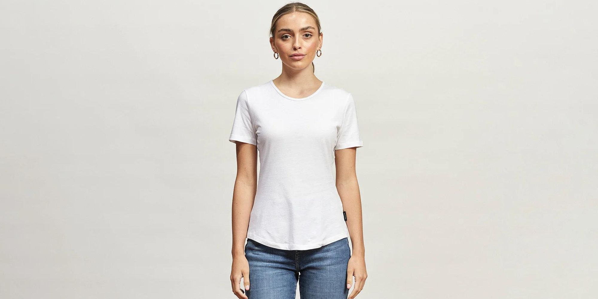 A white short sleeve crew neck t-shirt responsibly-made by Citizen Wolf.