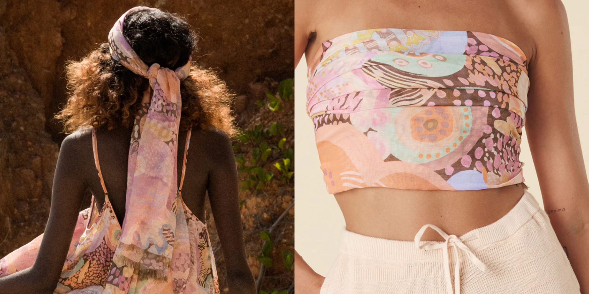 People wearing scarf as headband and bandeau by Spell.