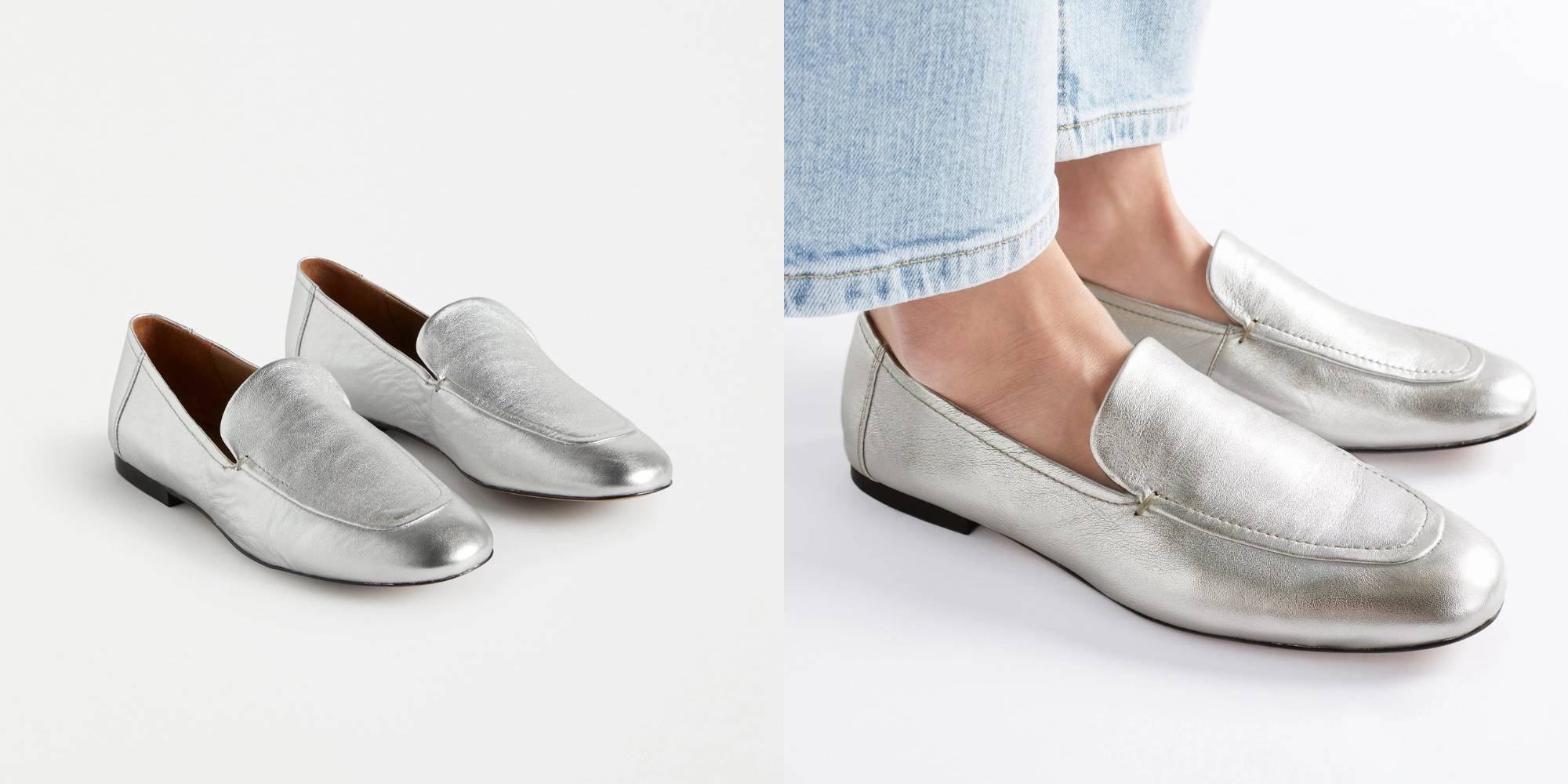 A pair of metallic leather loafers from Elk.