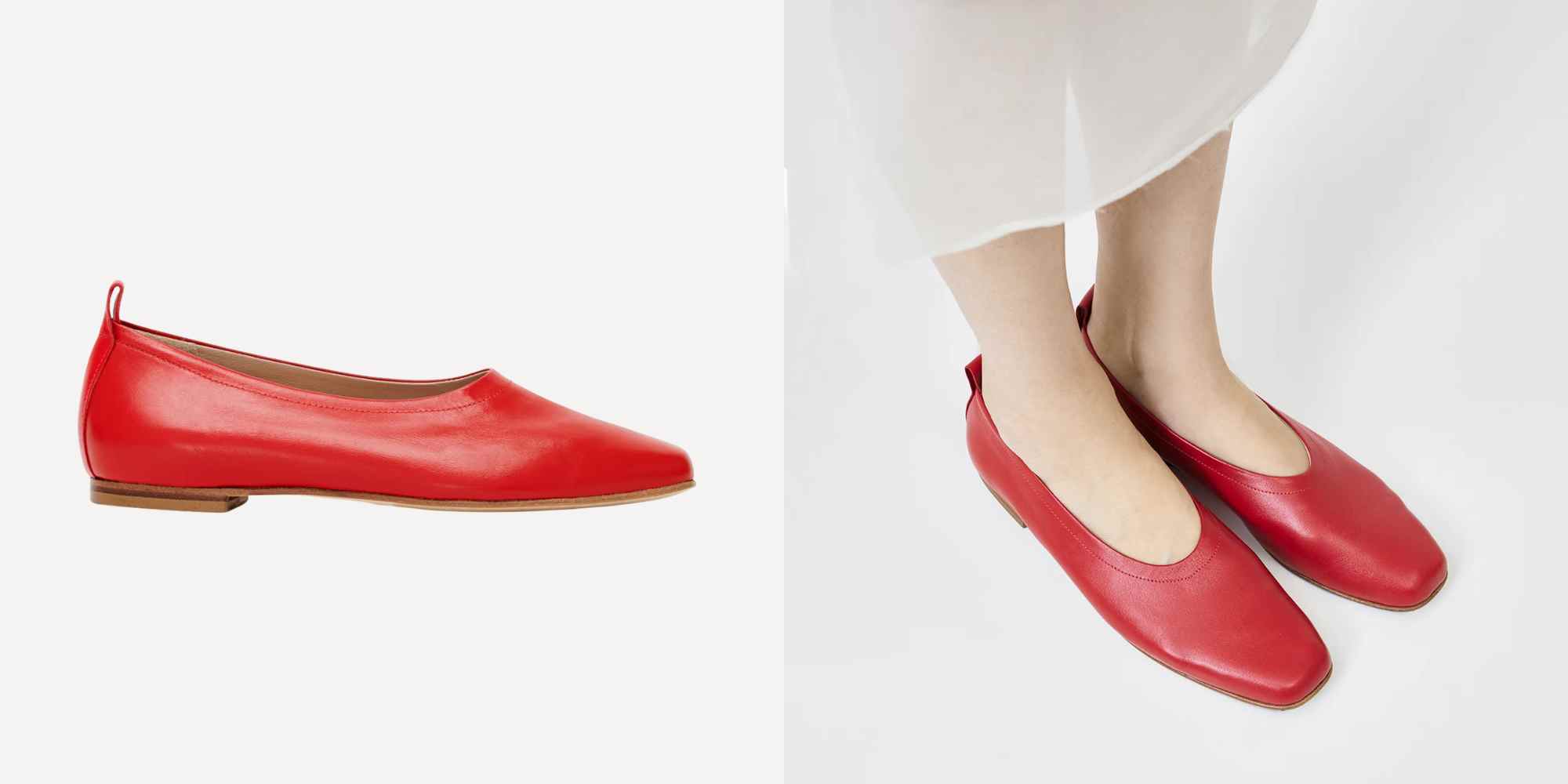 red leather flat shoes from essen