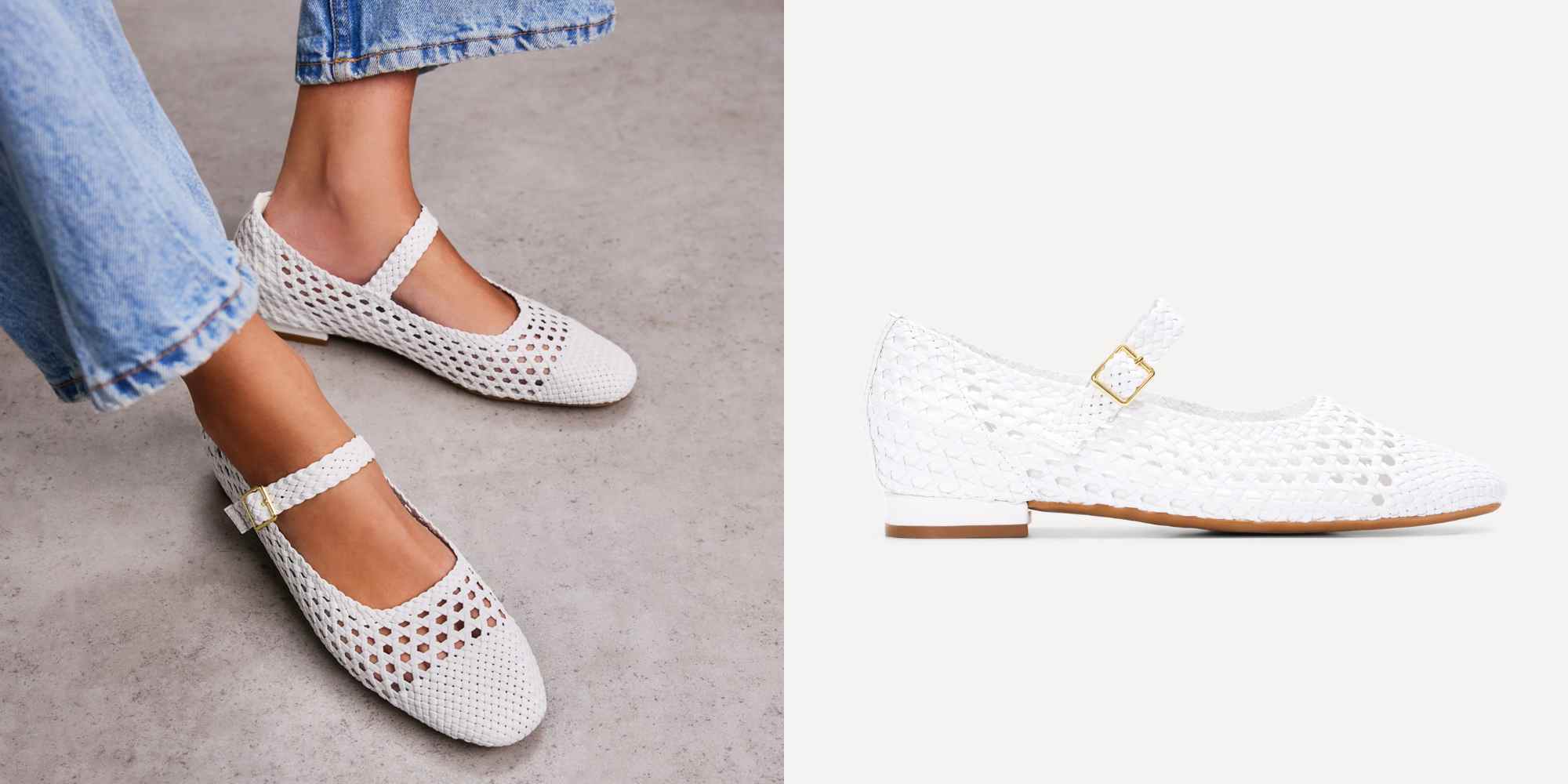 white braided leather flat shoes from bared footwear