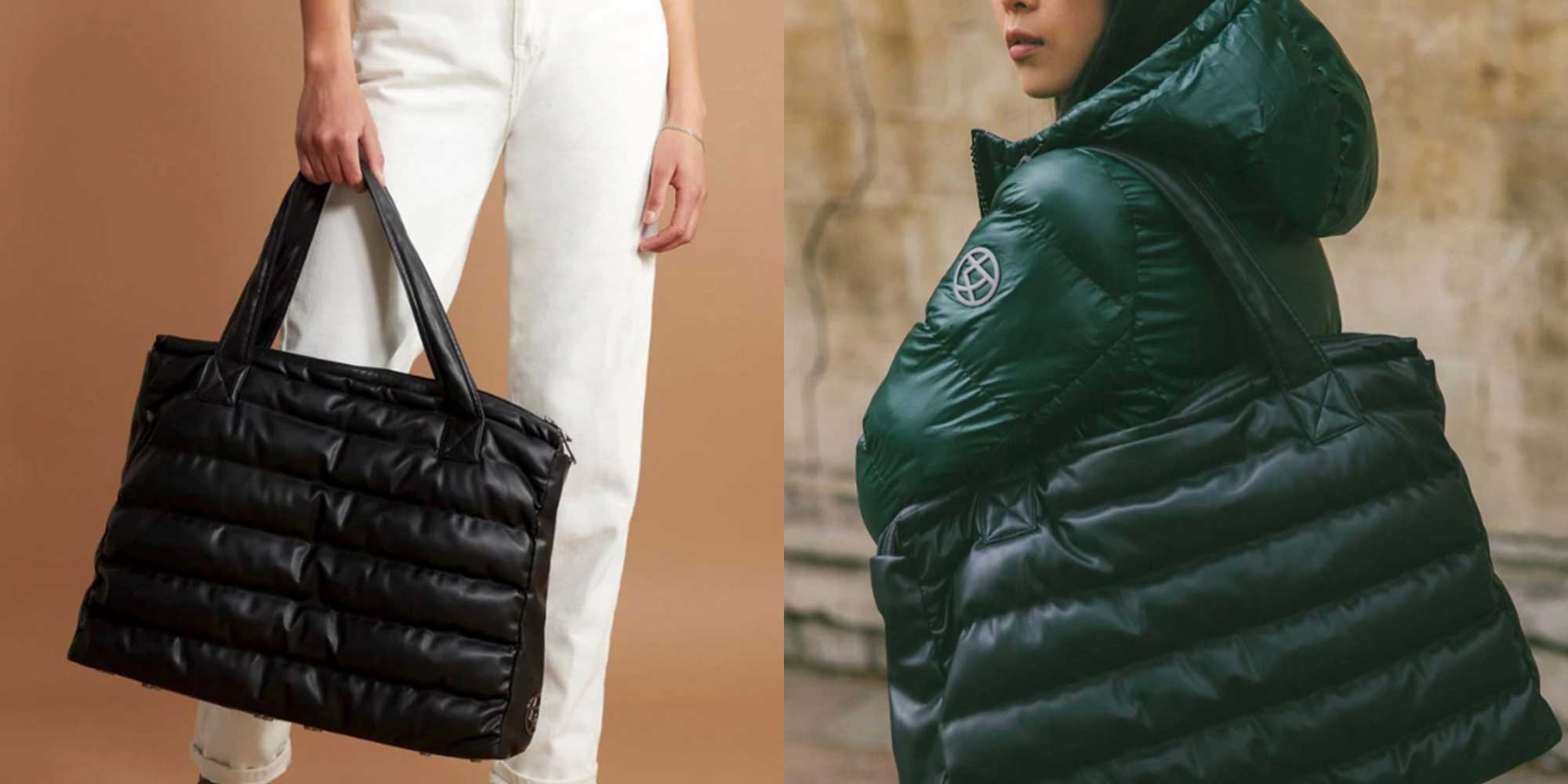 A black puffer tote bag by Culthread.