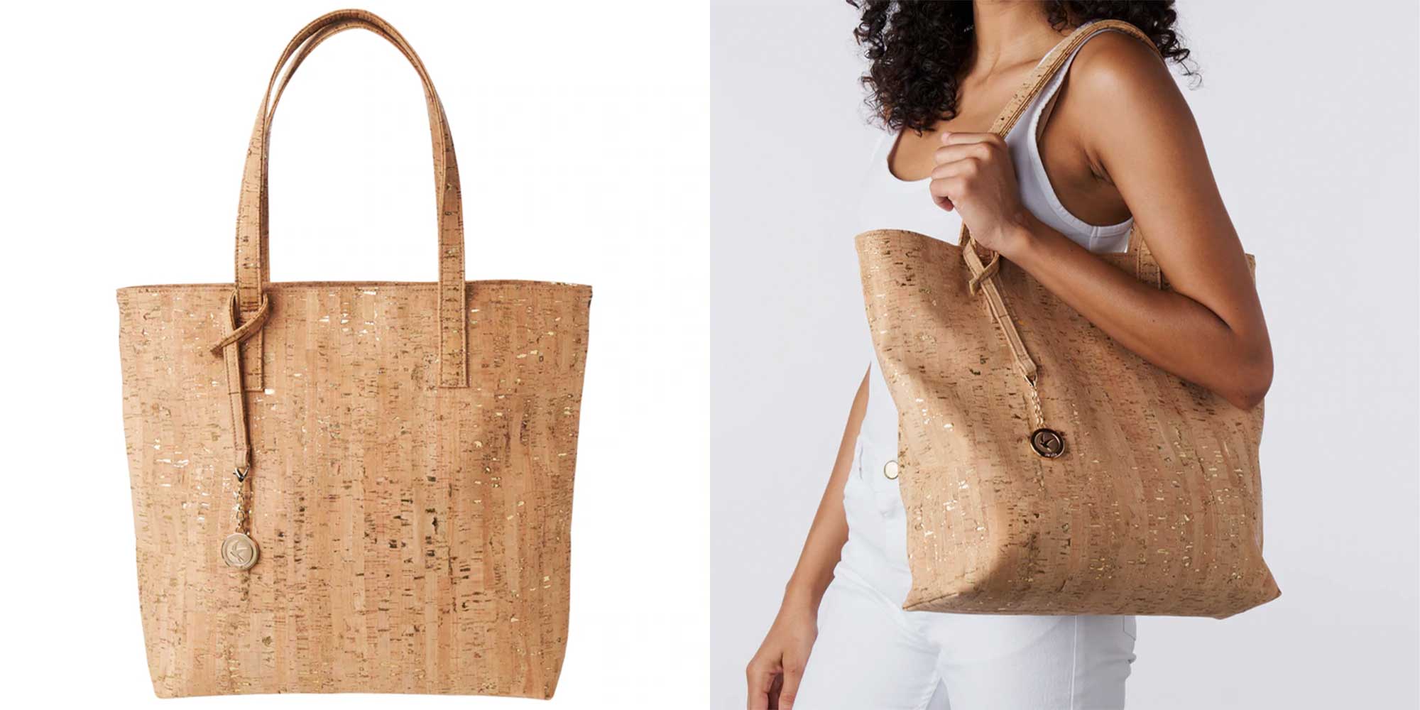 A brown cork tote bag by Svala.