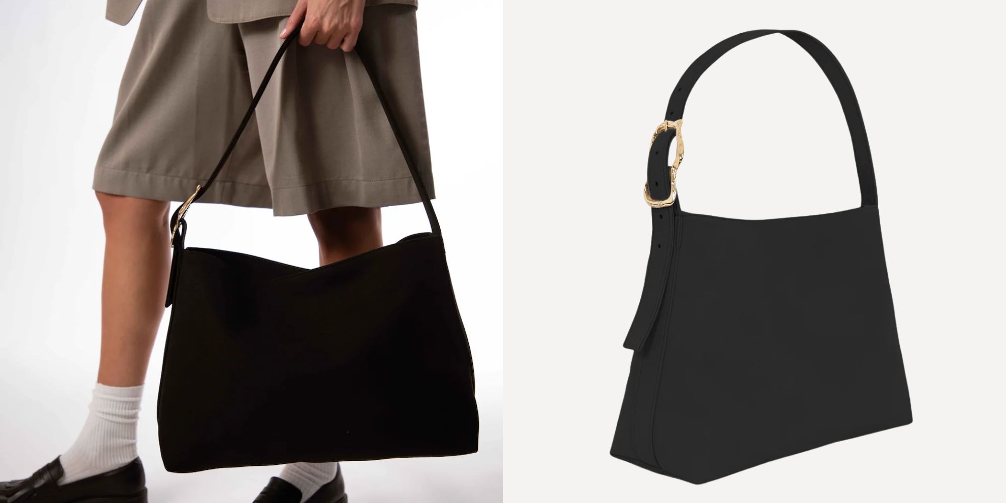 black vegan suede tote bag from mashu