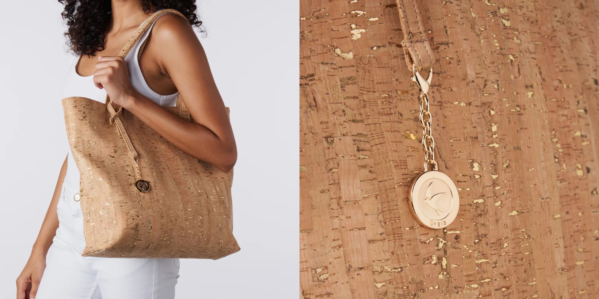 brown vegan cork tote bag from svala