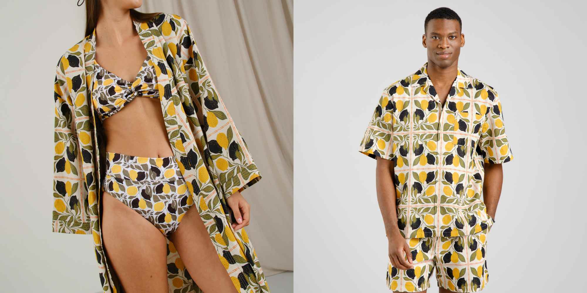 people wearing lemon tile print clothes from dedicated