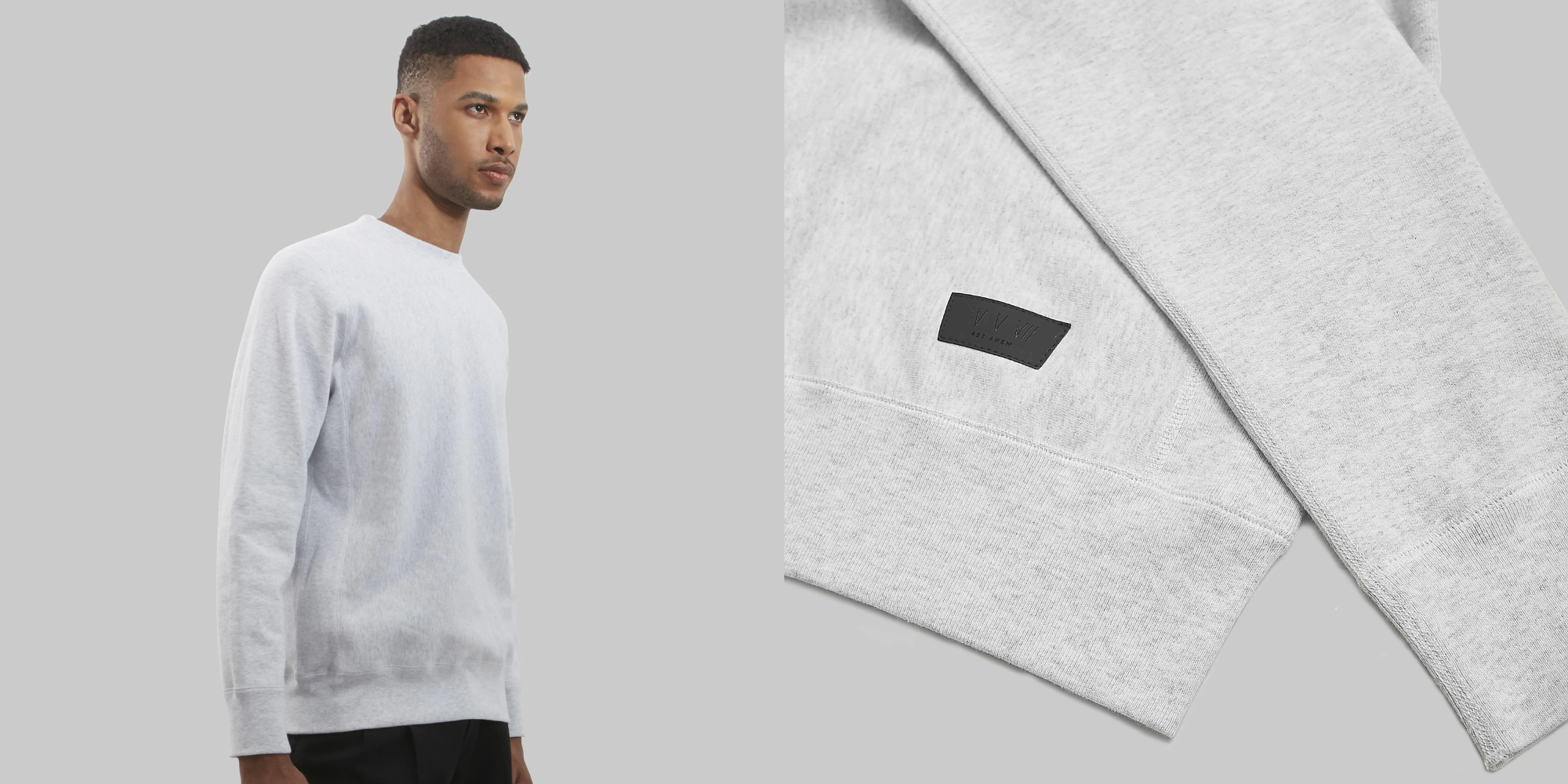 person in Myles sweater and close up view of sweater by BEDI