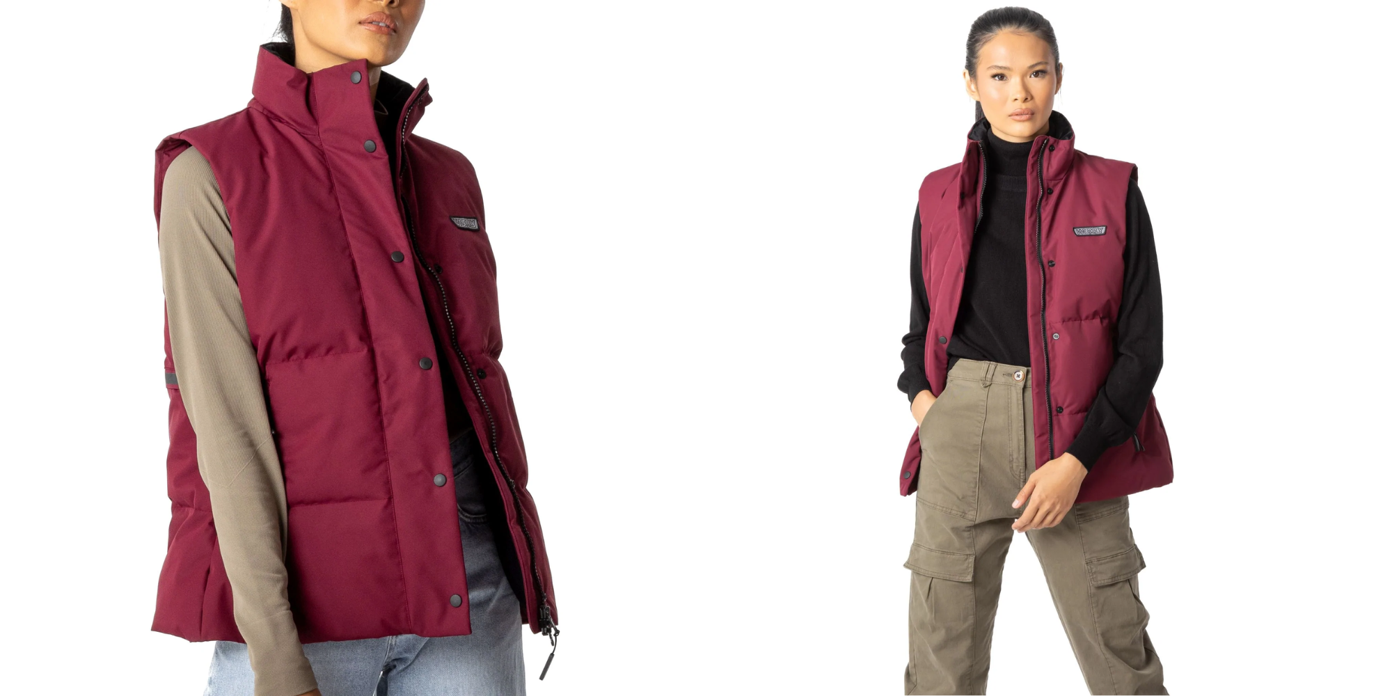 close view and full view of person in burgundy vest by Wuxly