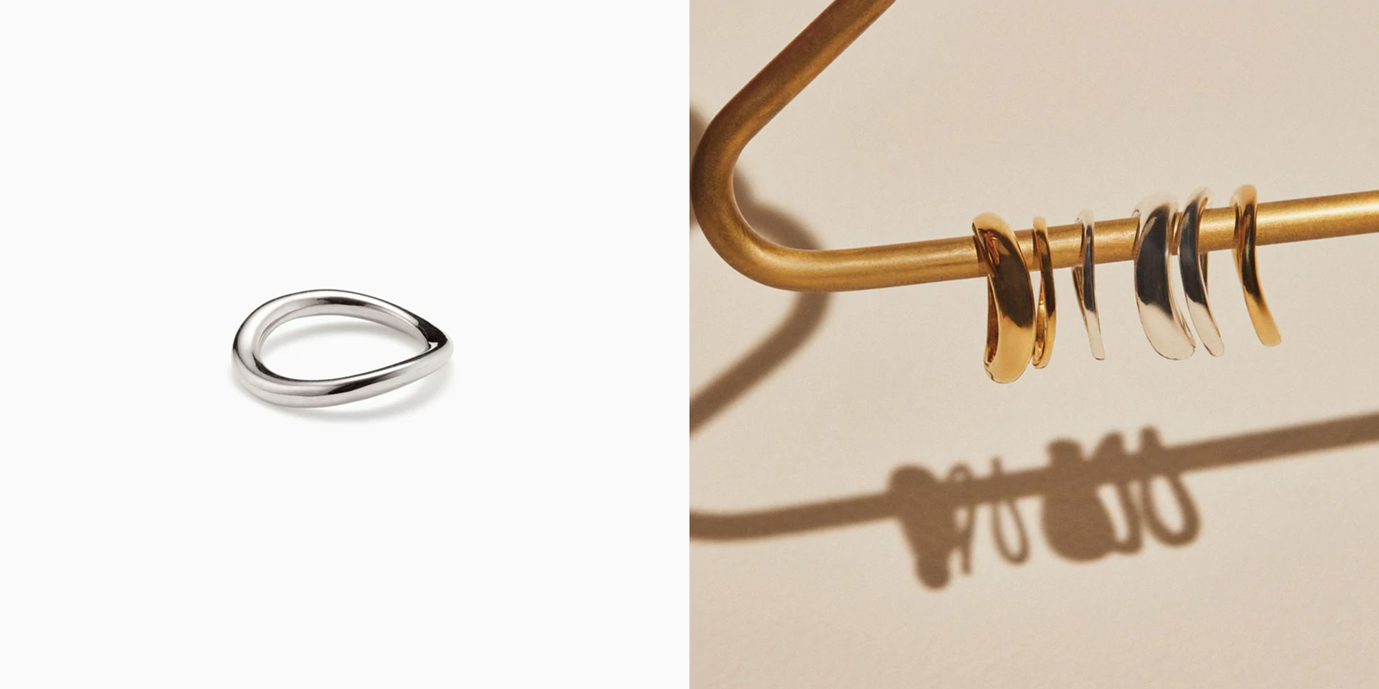 Stacking rings in recycled sterling silver, 14kt solid yellow, rose, and white gold from AGMES.