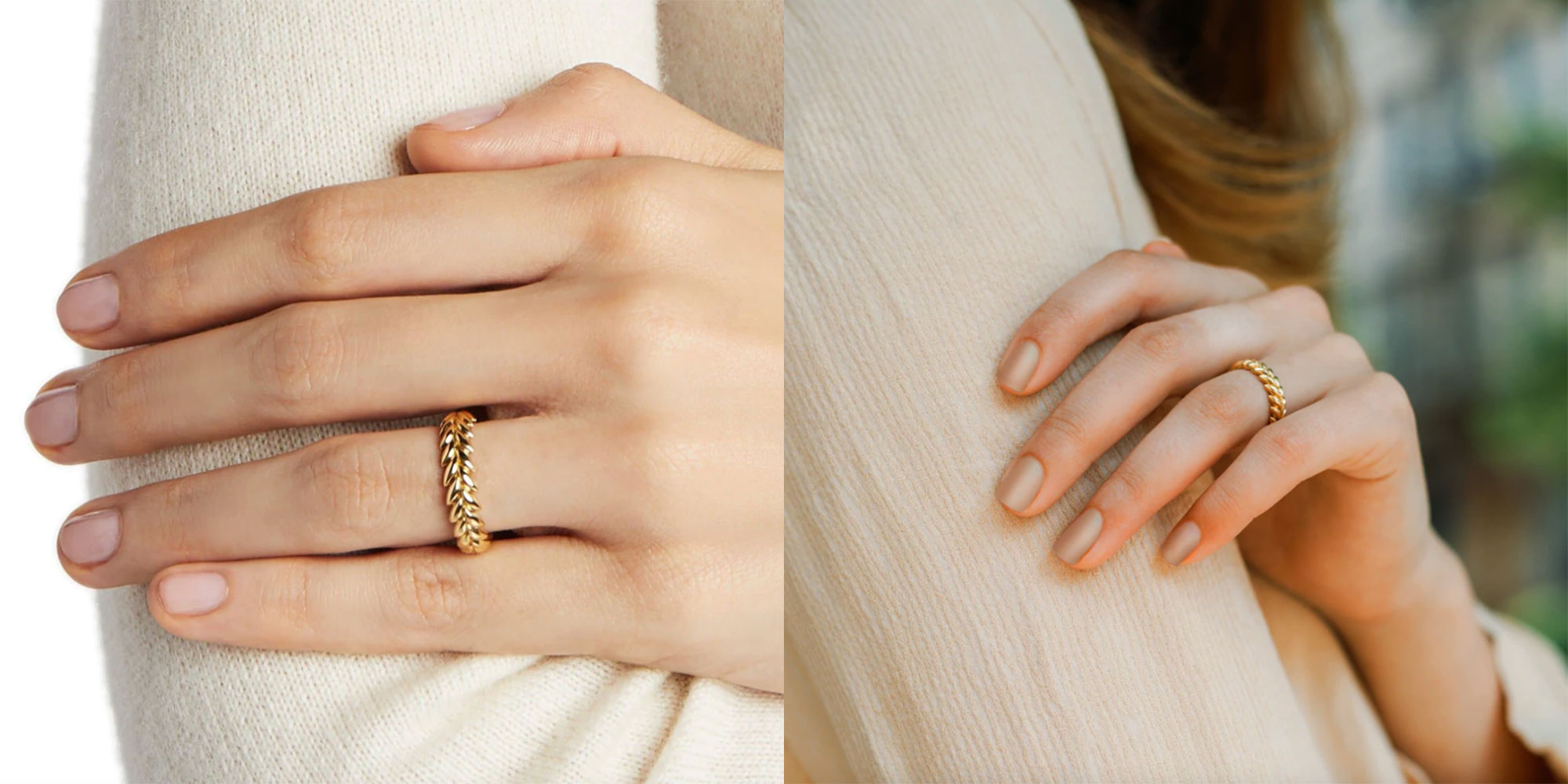 A laurel wreath design engagement ring from FUTURA Jewlery.