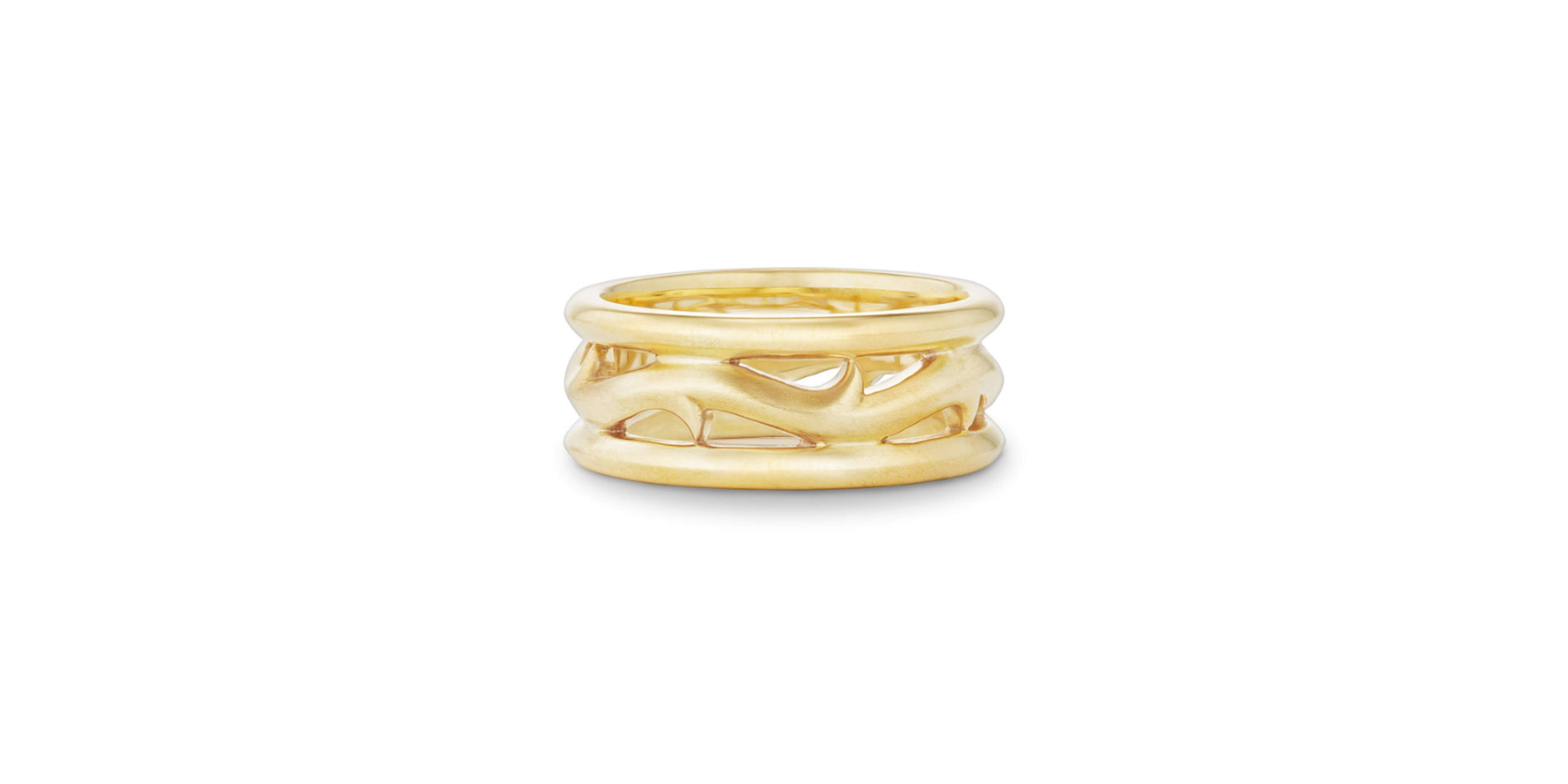 A thron vine design gold engagement ring by Stephen Webster.
