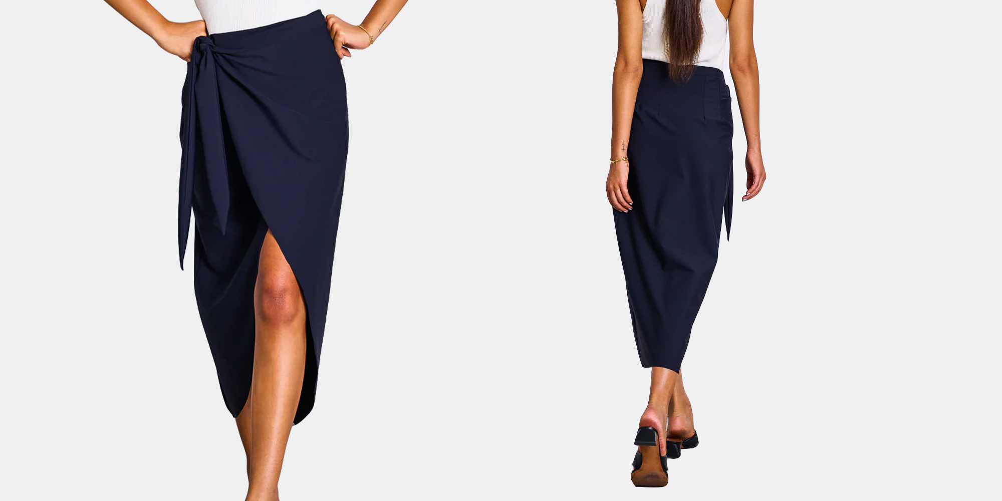 Woman in an ethical midi skirt by Jan n June