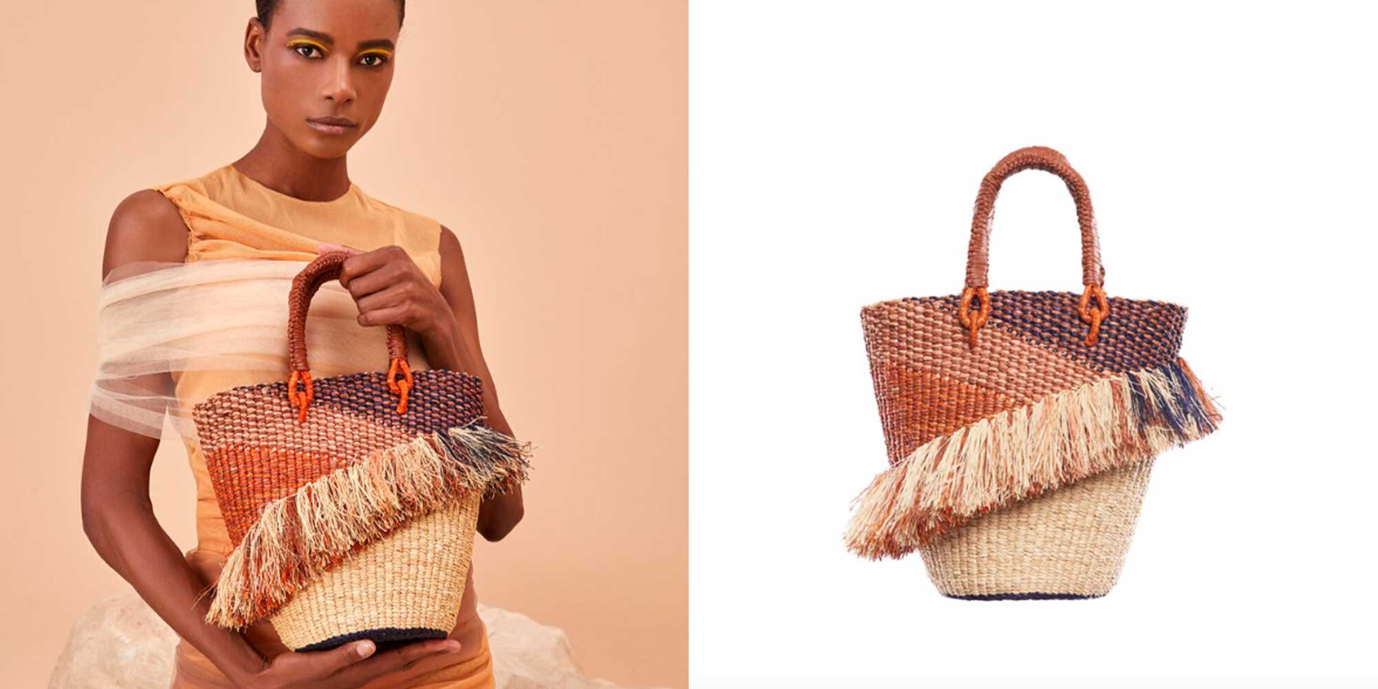 A colourful bucket bag with fringe detailing by A A K S.