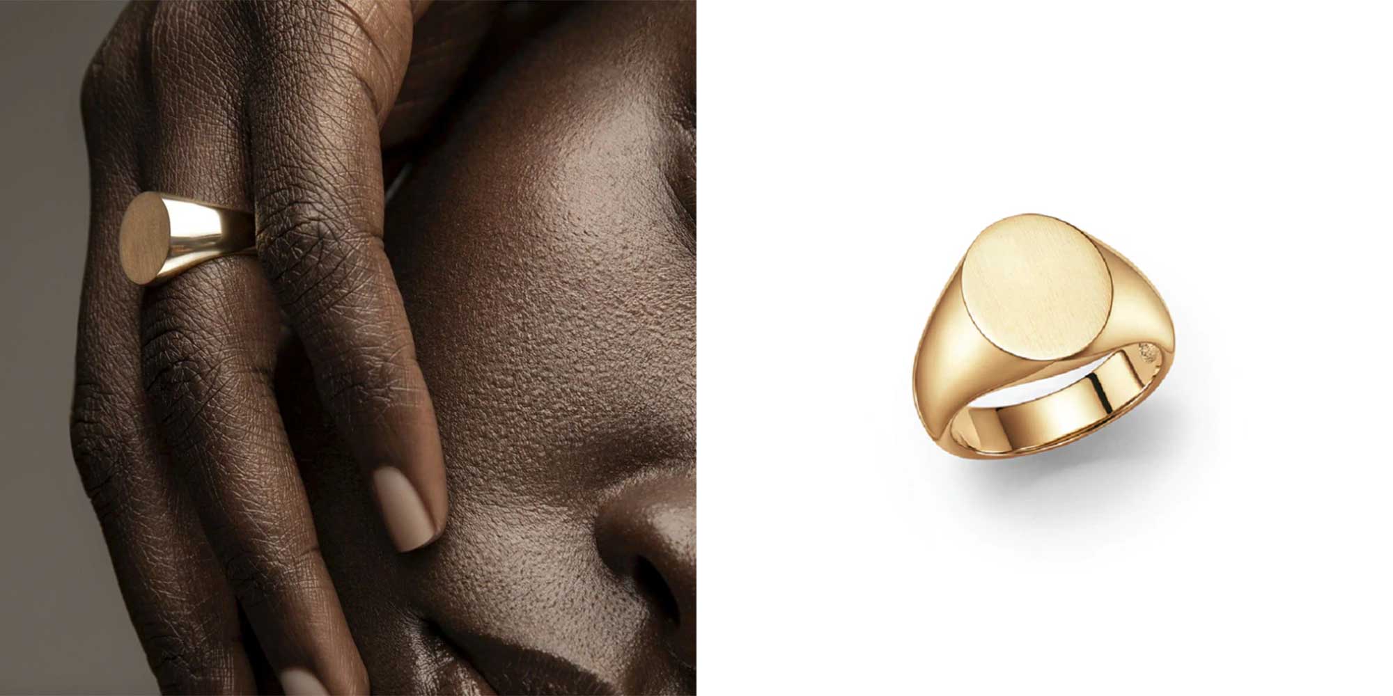 A gold signet ring by FUTURA Jewelry.