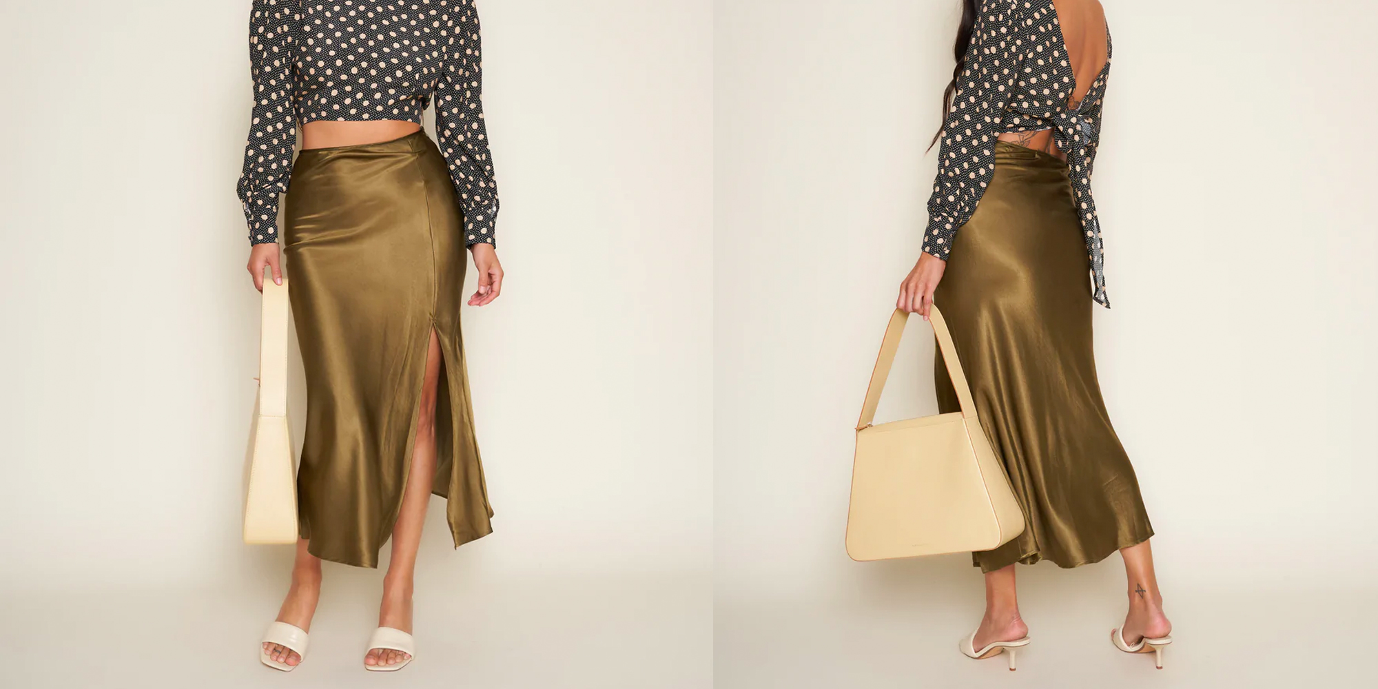 A woman in an ethical flowy skirt by Whimsy + Row