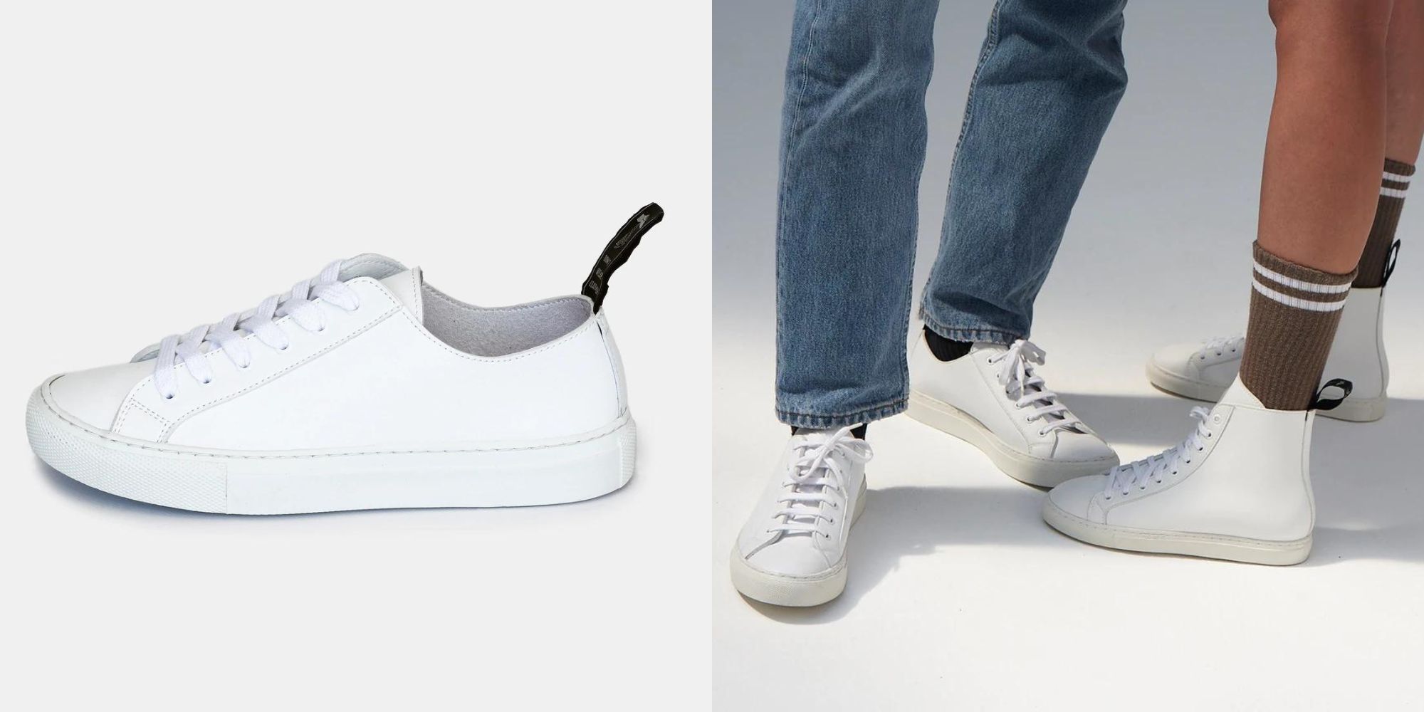 White vegan low top sneakers by Good Guys.
