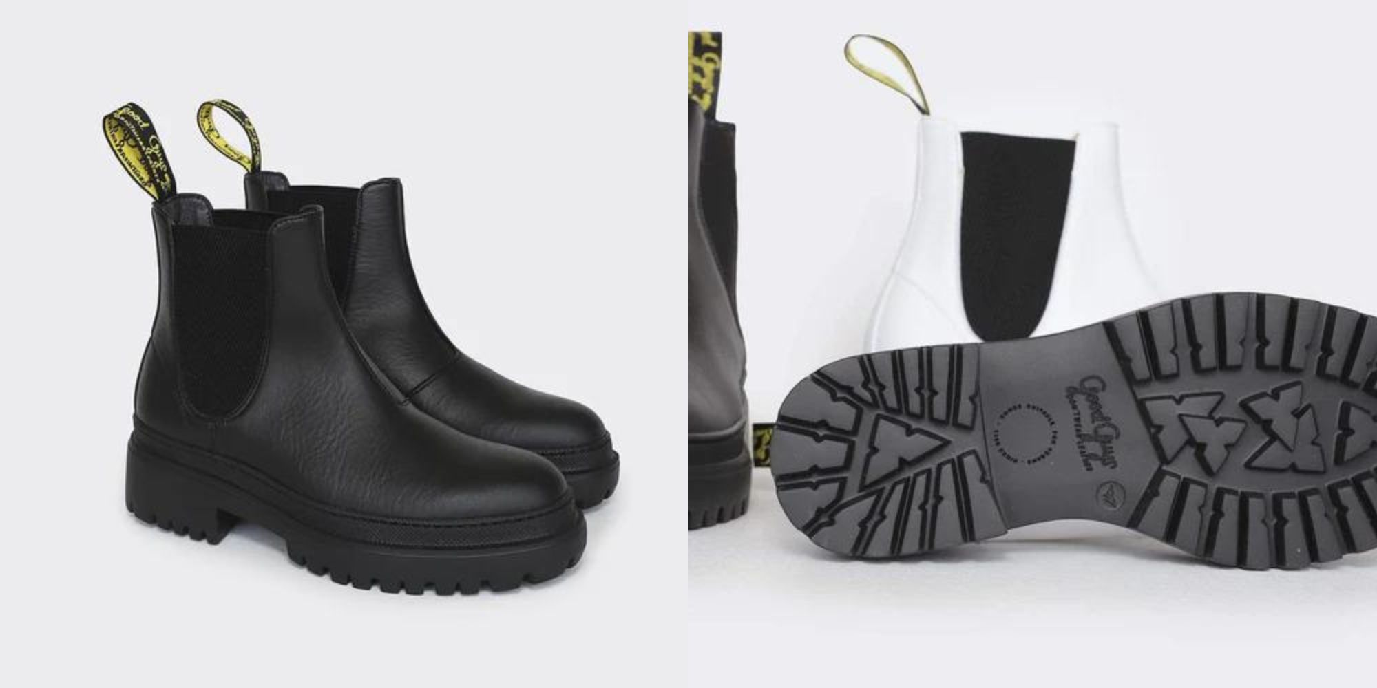 Black vegan leather Chelsea winter boots made responsibly by Good Guys Go Vegan.