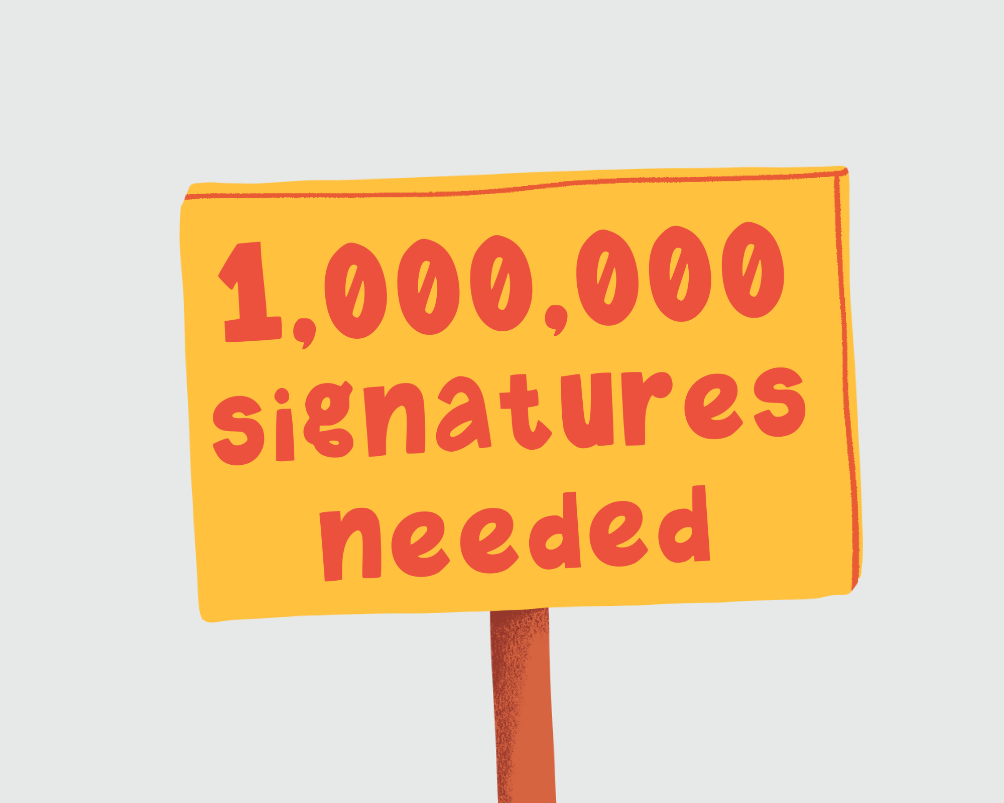 An illustrated placard reads