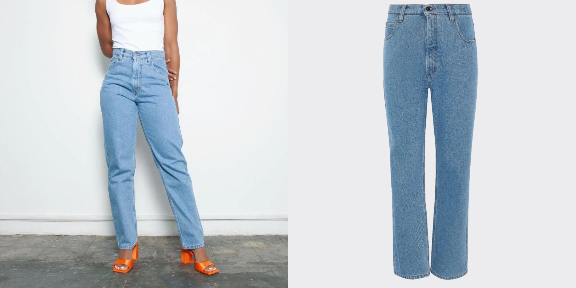 Plain blue recycled organic denim jeans by Fanfare.