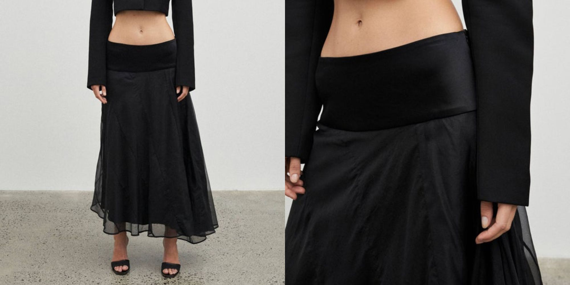 Black silk full length flowy skirt ethically made by Maggie Marilyn.
