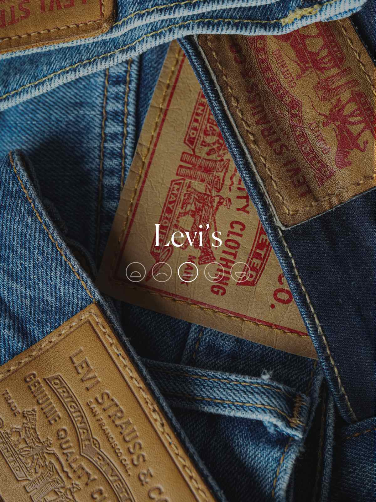 Pile of Levi's denim jeans