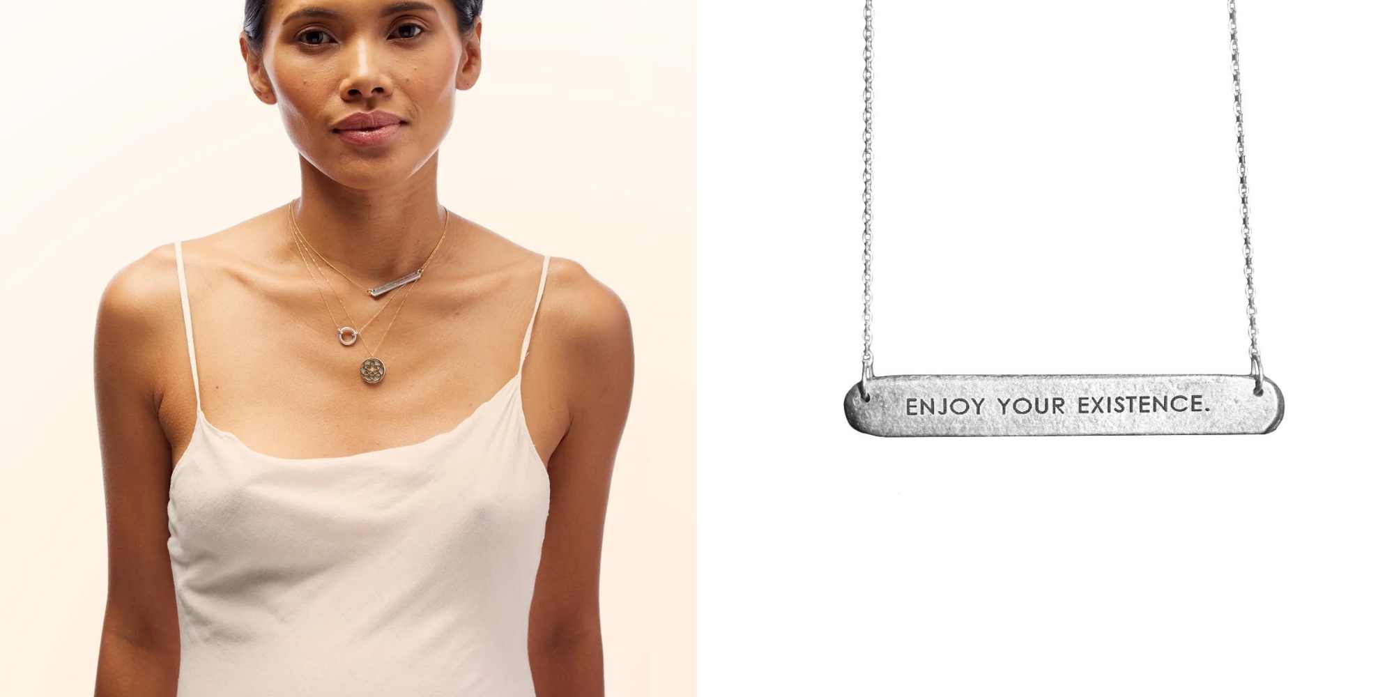 An engraved bar tag necklace made from handcast repurposed military grade aluminium.