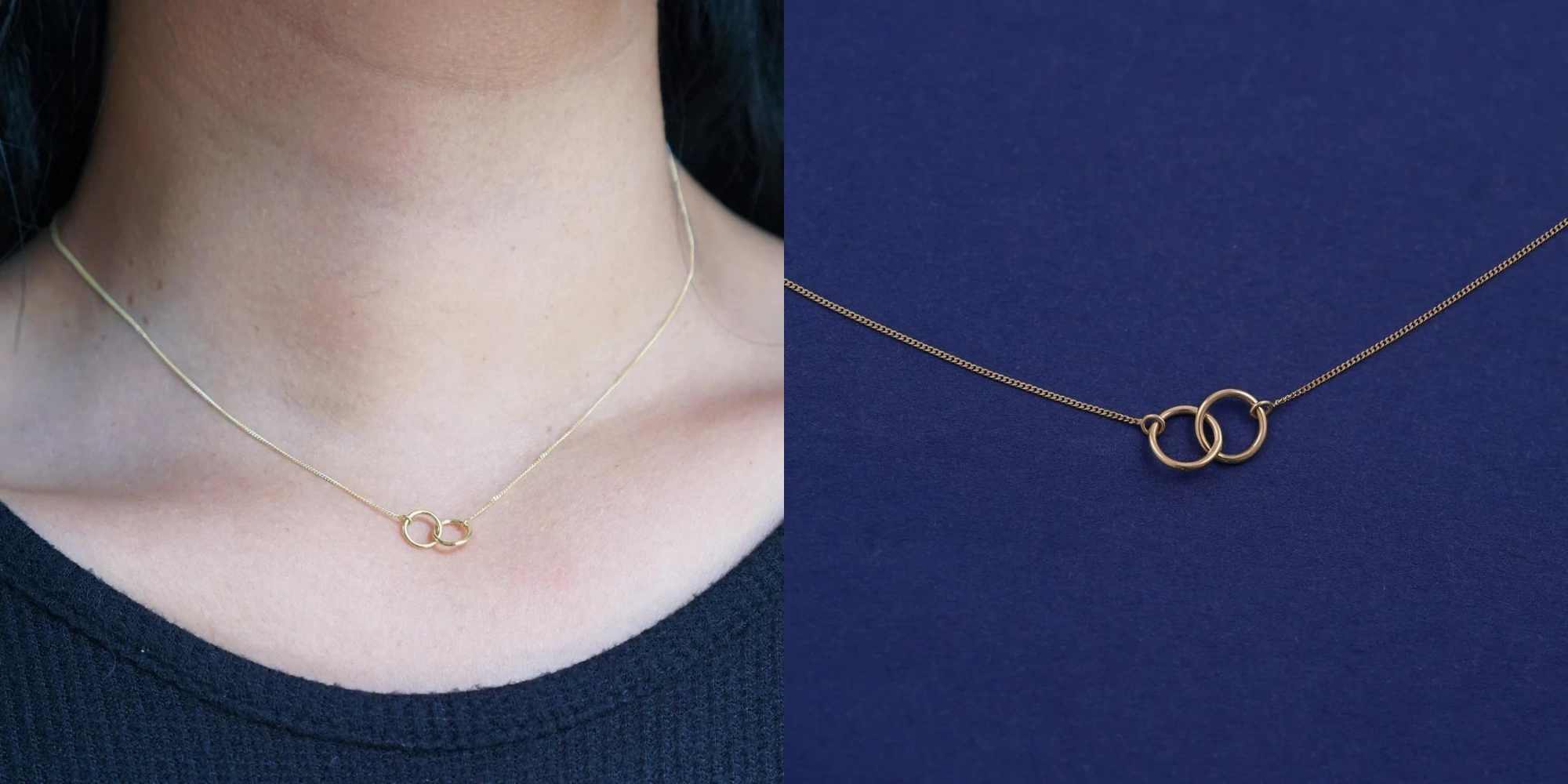 A circle necklace in 14kt recycled gold from Automic Gold.