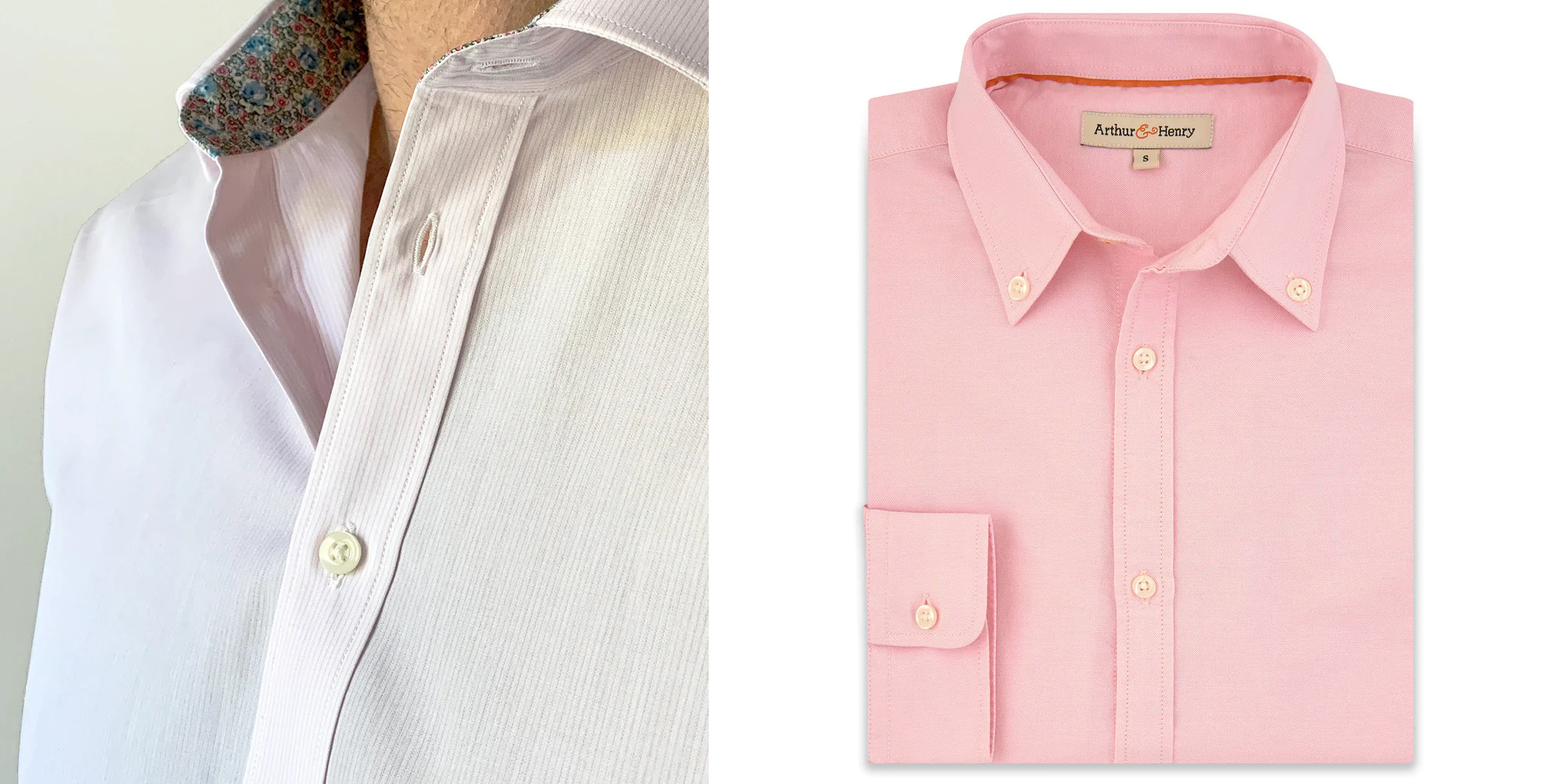 A man in a pink Oxford by Arthur & Henry