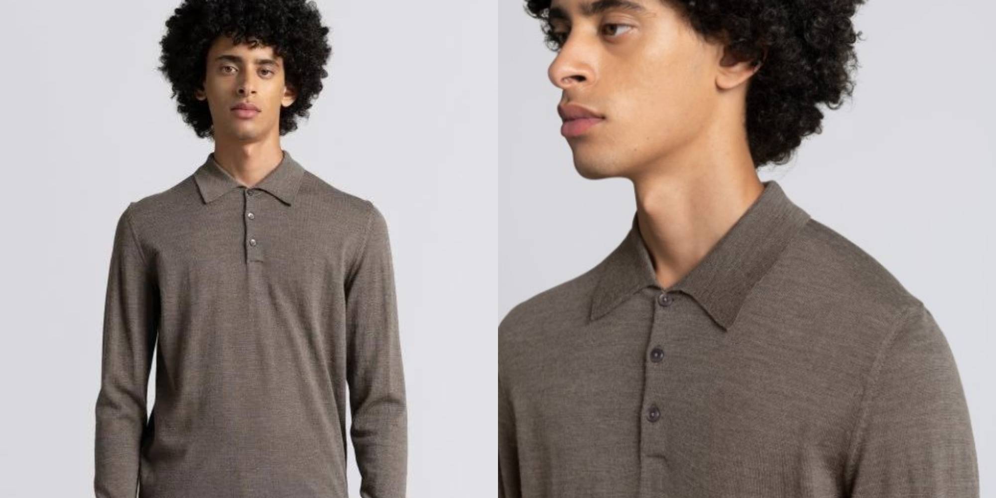 A light brown polo sweater from ASKET.