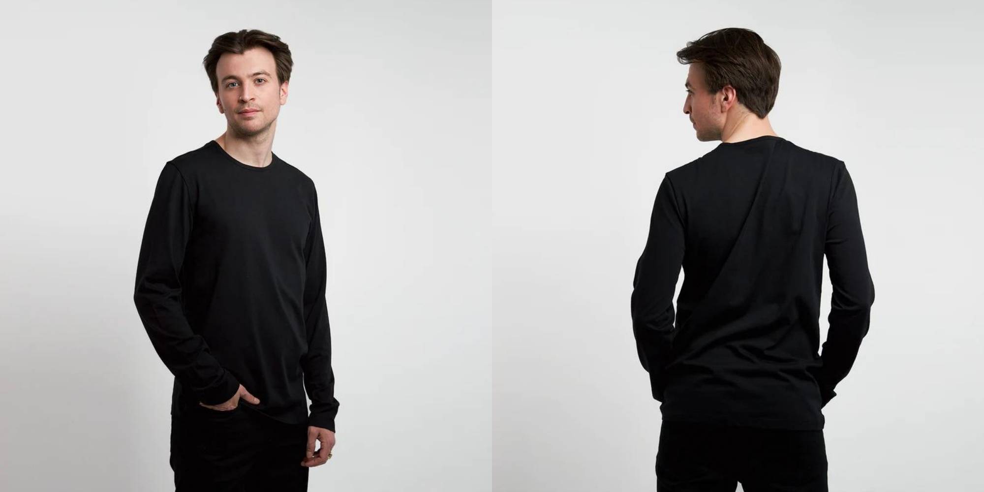 A basic black long sleeve t-shirt by Honest Basics.