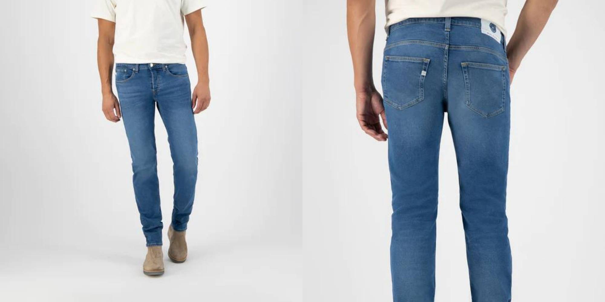 A basic slim blue jeans from MUD Jeans.