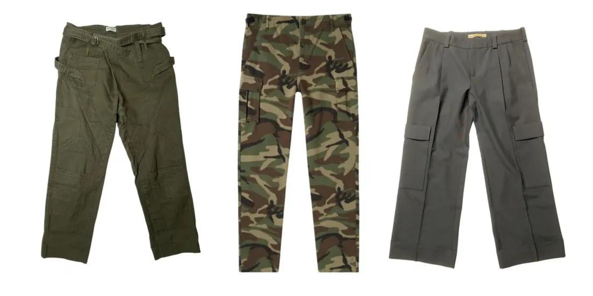 A selection of second hand cargo pants by Balenciaga.