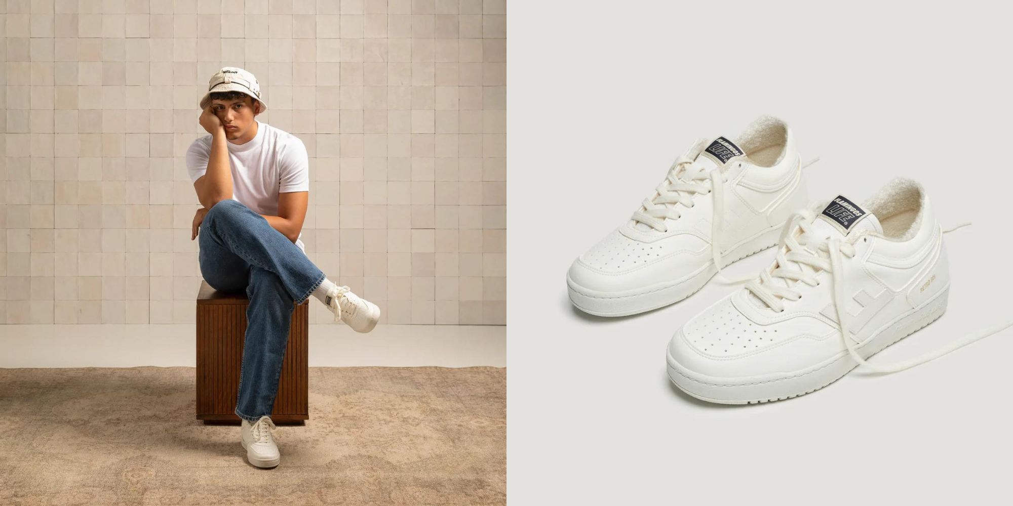 White classic 90s sneakers by Flamingos' Life.