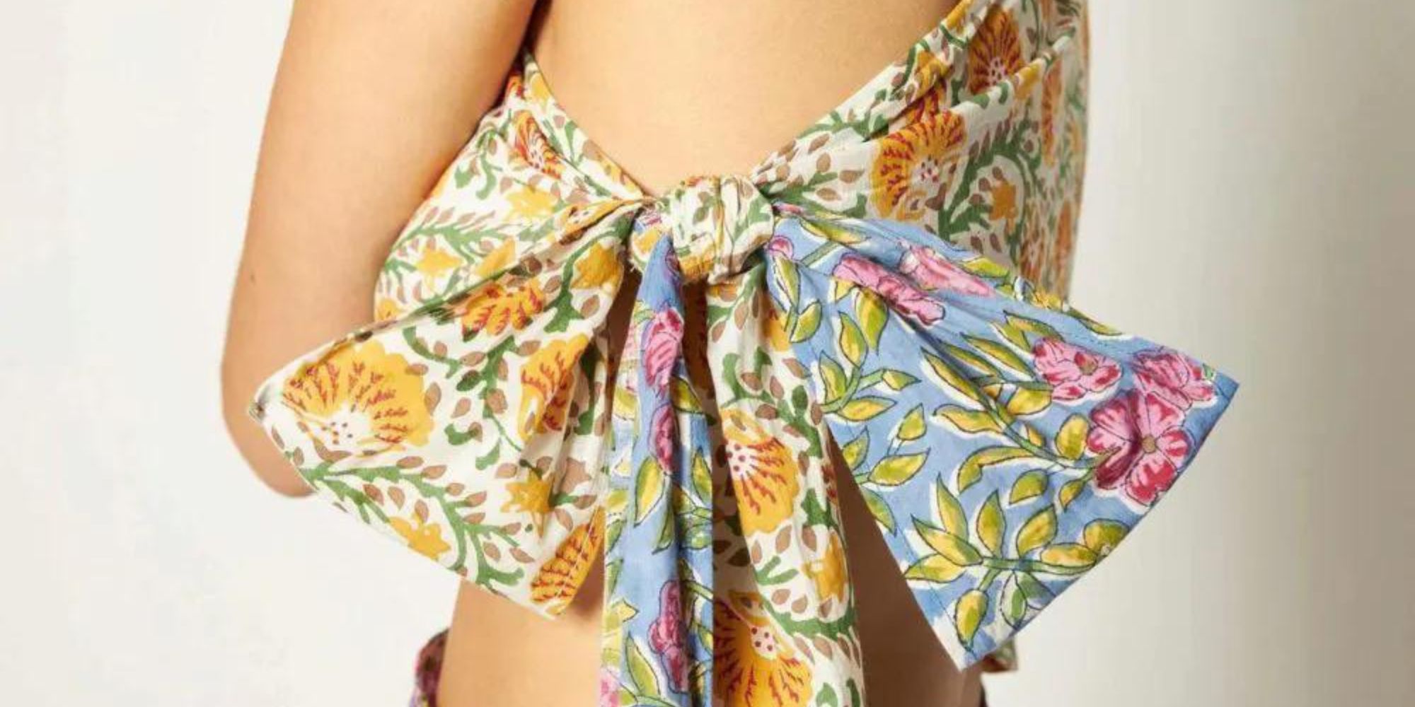 A colourful knot tied top designed ethically by Mochi.