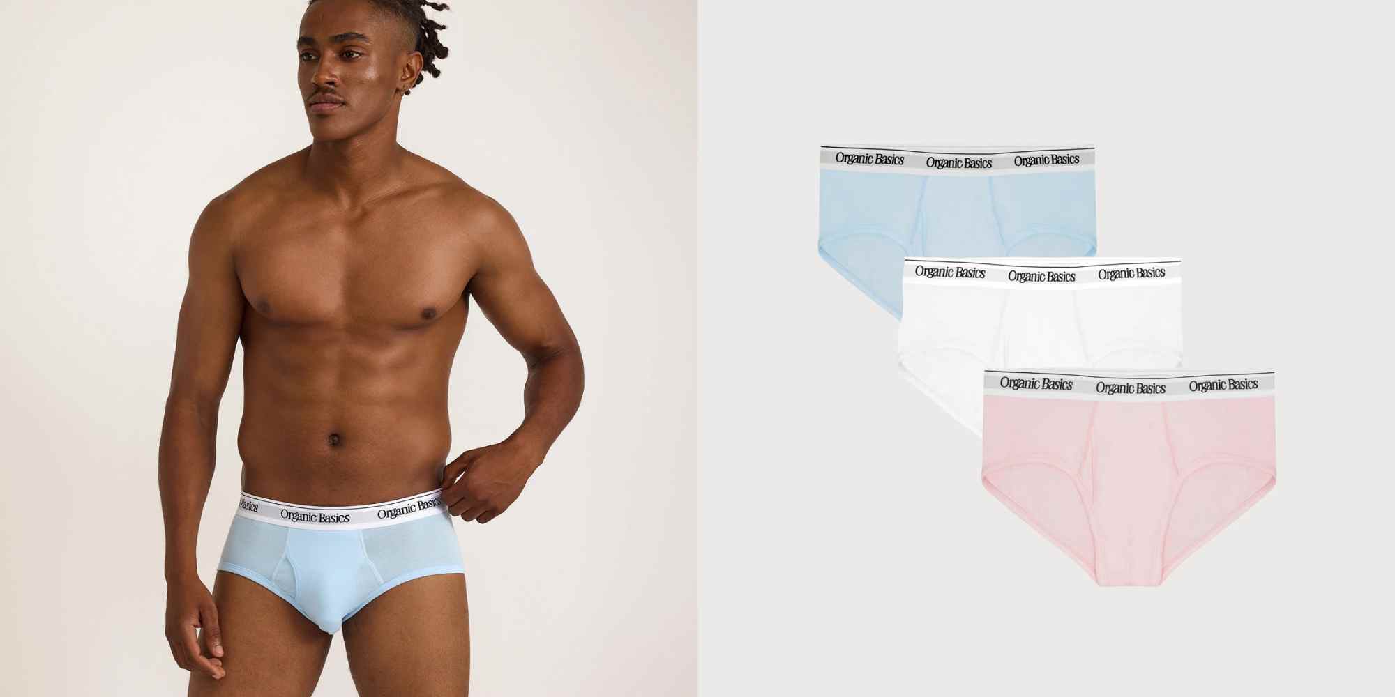 3-pack pastel coloured briefs from organic basics