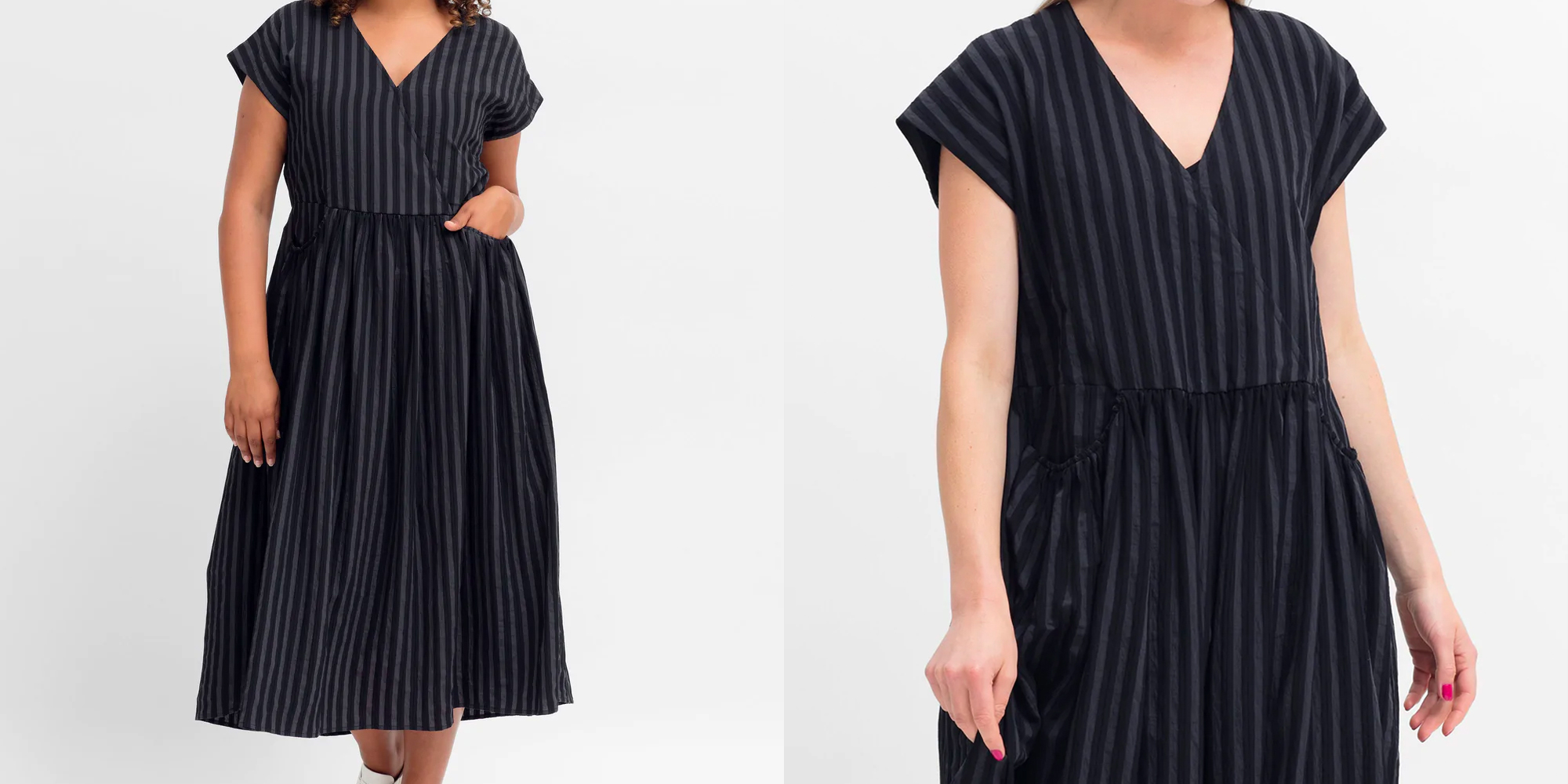 A woman in a stripped dress by ELK